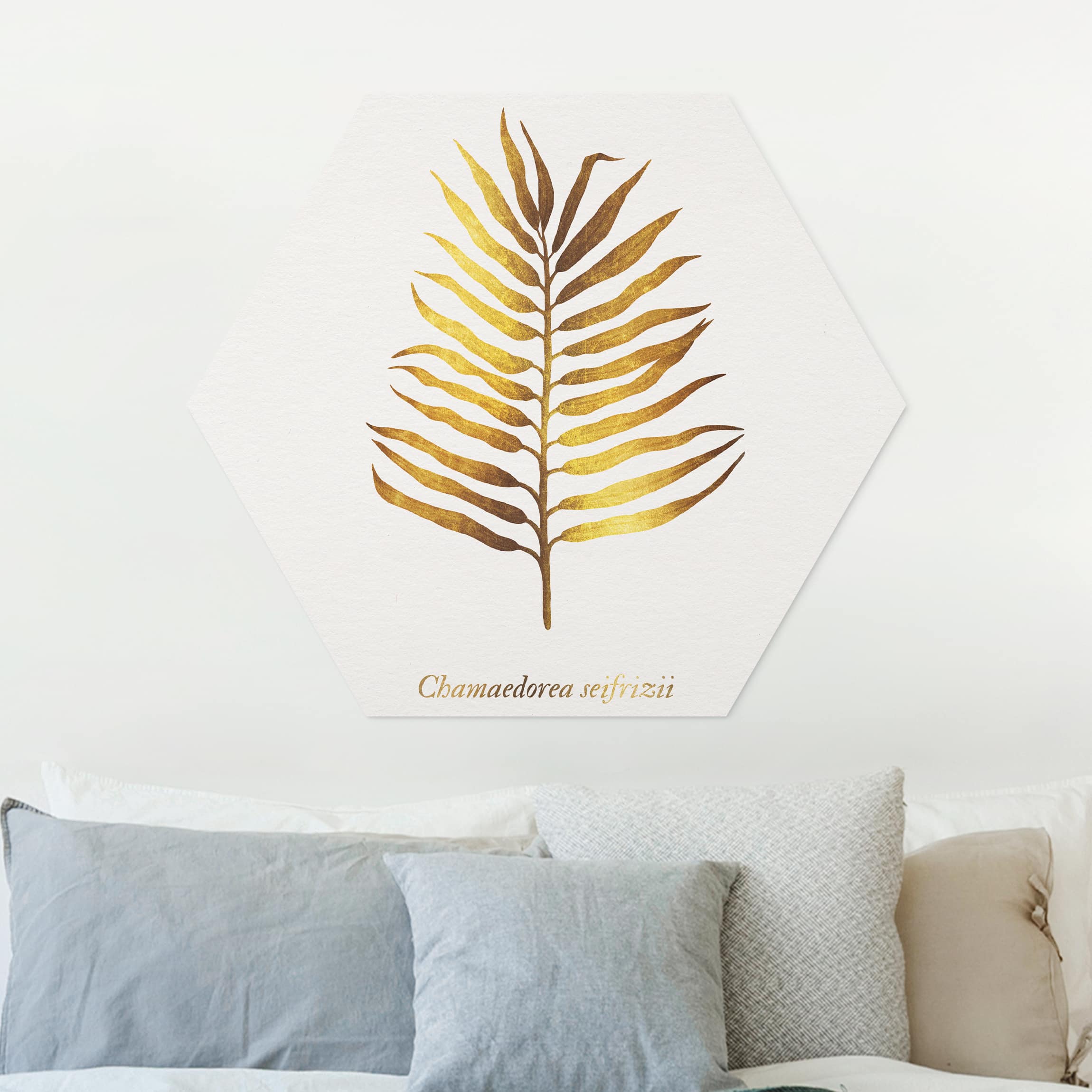 Hexagon-Forexbild Gold - Palmenblatt II