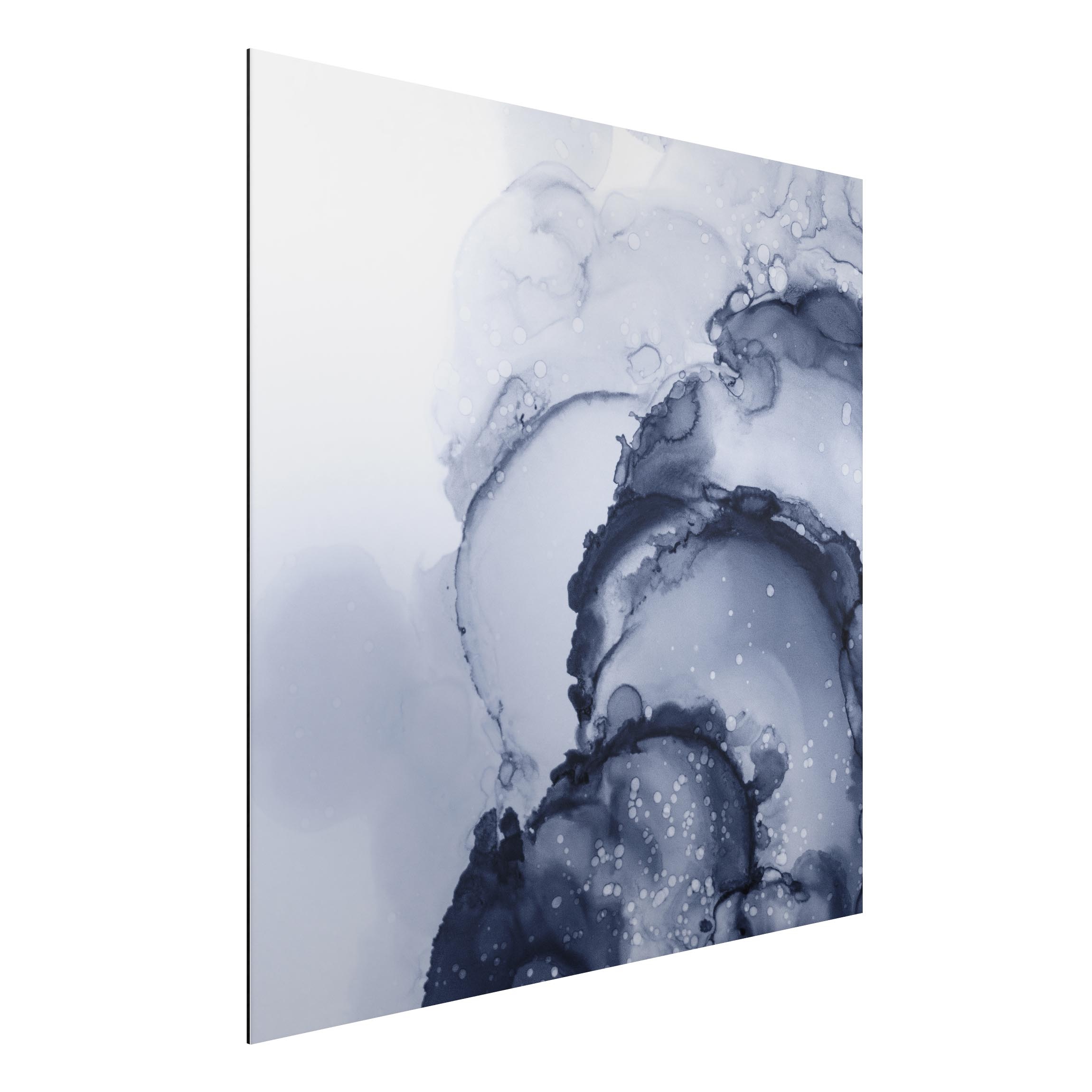 Alu-Dibond Outdoor Bild Spiel der Farben Blaue Tusche