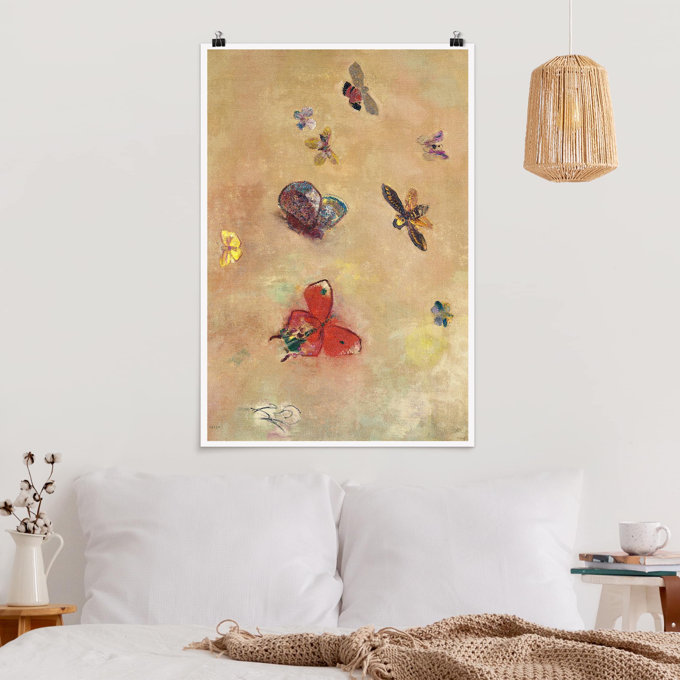 Poster - Hochformat Odilon Redon - Bunte Schmetterlinge