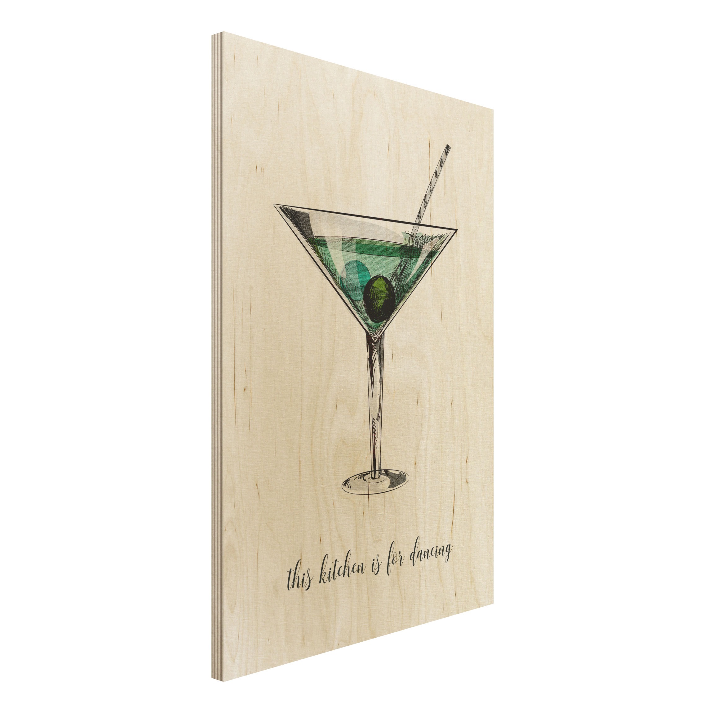 Holzbild Kitchen is for Dancing - Zeichnung