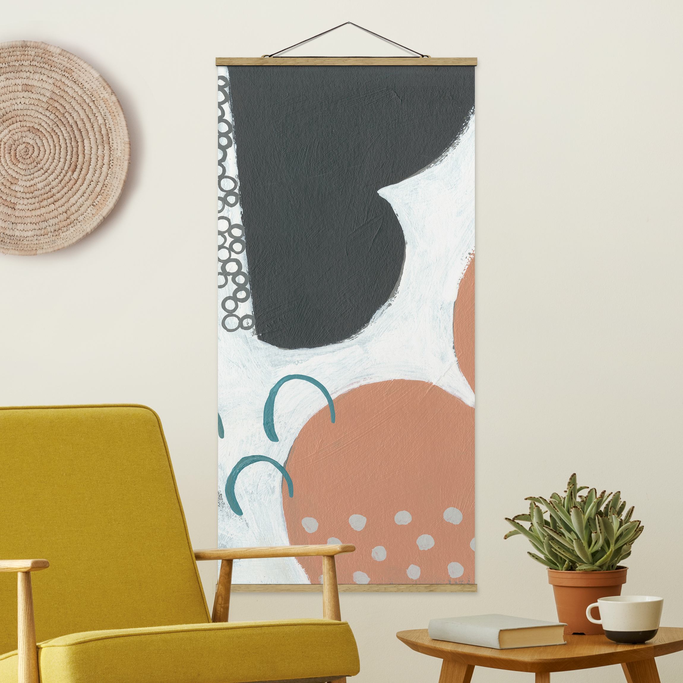 Stoffbild - Hochformat Karneval der Formen in Lachs III