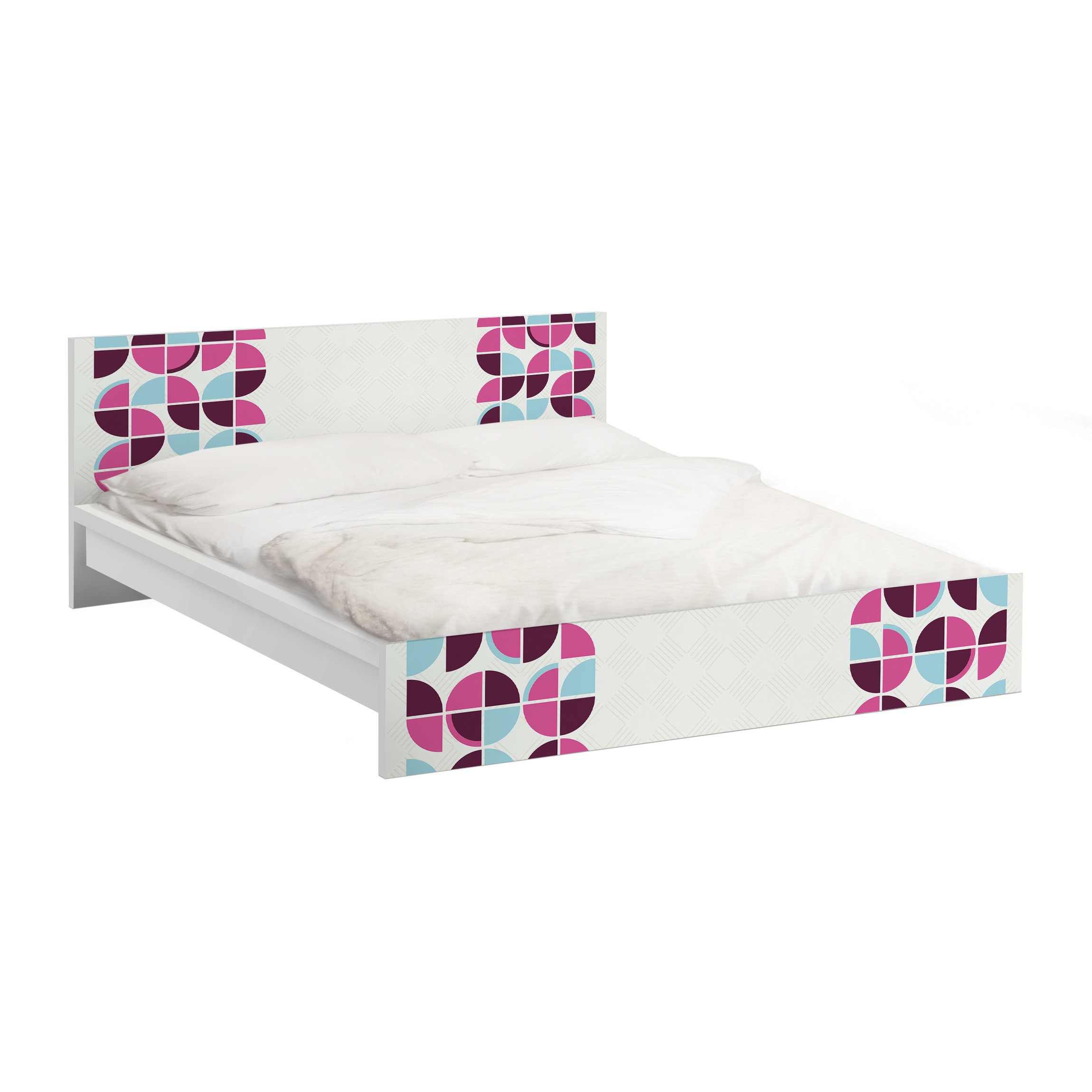 Möbelfolie für IKEA Malm Bett 140 cm Breite Retro Kreise Musterdesign