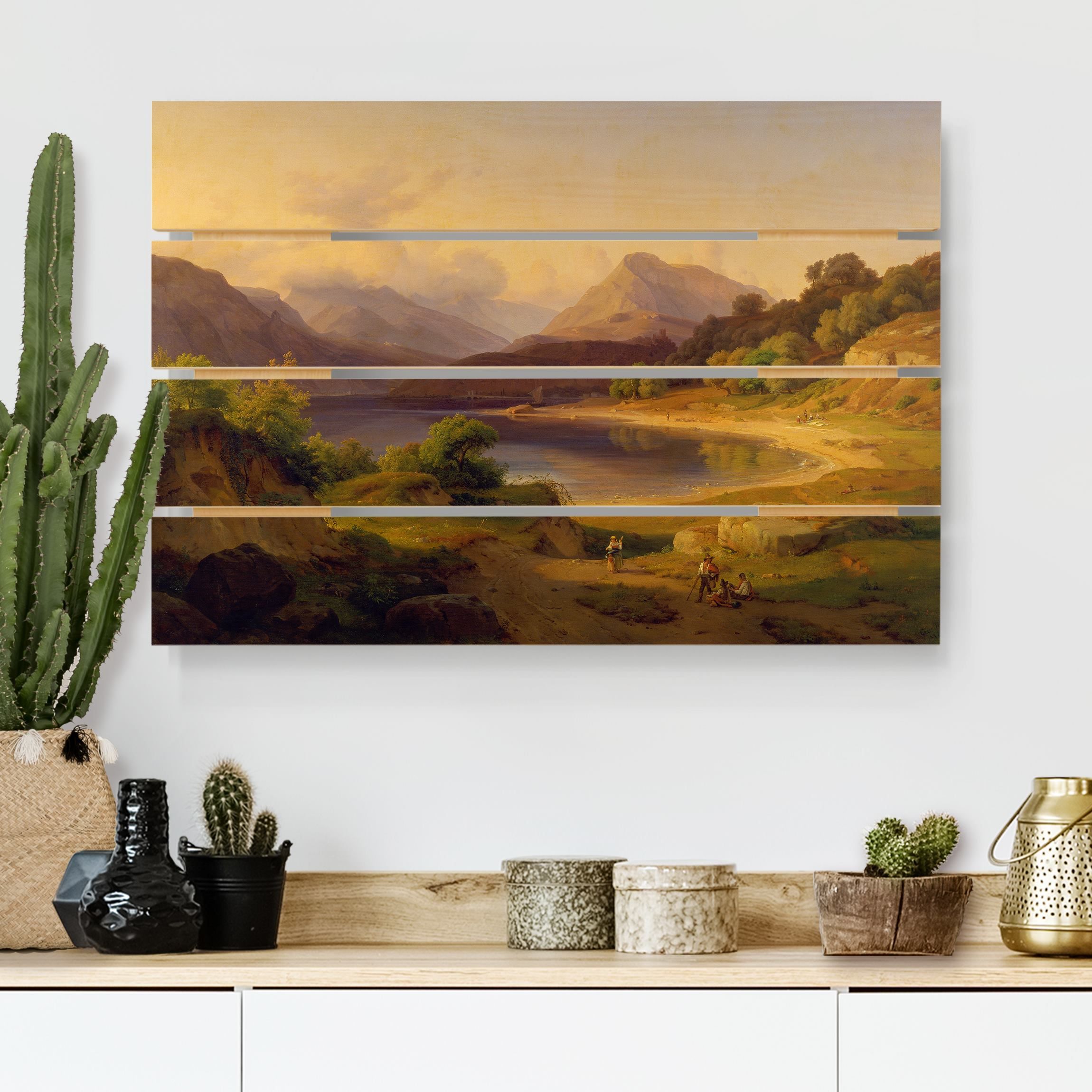 Holzbild Plankenoptik Louis Gurlitt - Nördlicher Teil des Gardasees