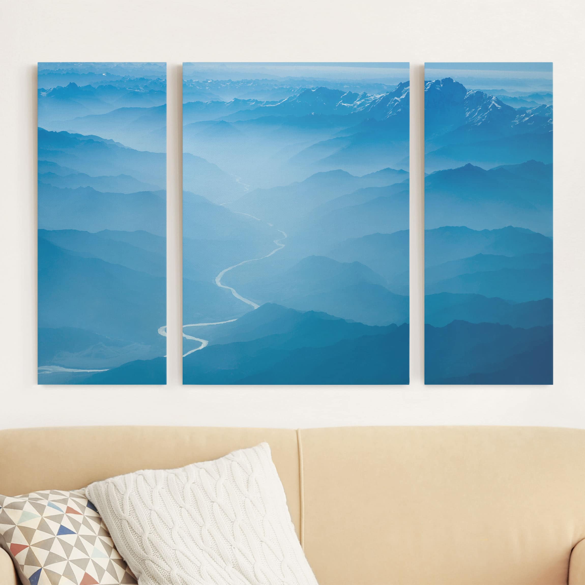 3-teiliges Leinwandbild - Querformat Blick über den Himalaya