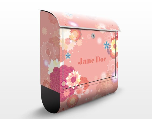 Briefkasten mit eigenem Text No.EK421 WunschText Flower Rain