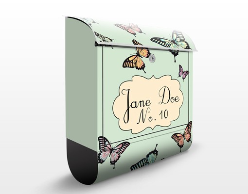 Briefkasten mit eigenem Text No.JS176 WunschText Butterflies