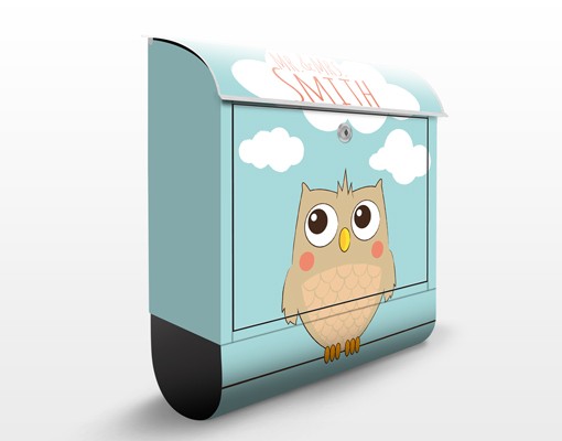 Briefkasten mit eigenem Text No.JS178 WunschText Hello Owl