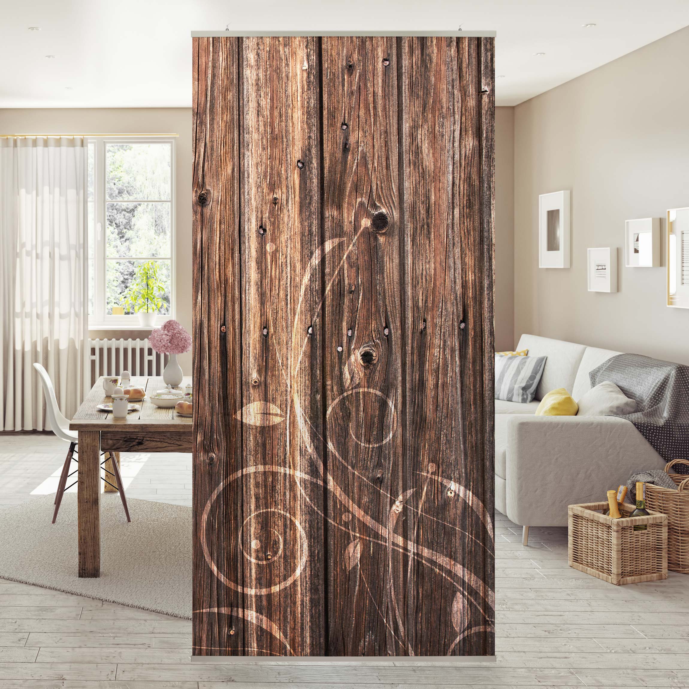 Raumteiler No.547 Holzzaun floral