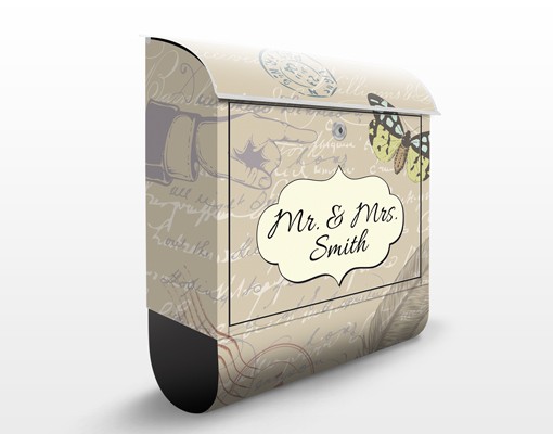 Briefkasten mit eigenem Text No.JS181 WunschText Schreibfeder