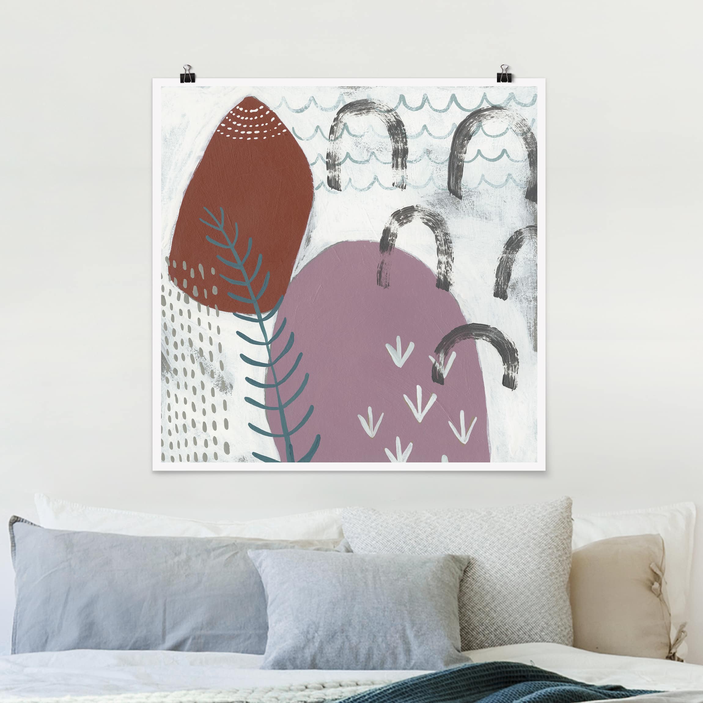 Poster - Quadrat Karneval der Formen in Beere II