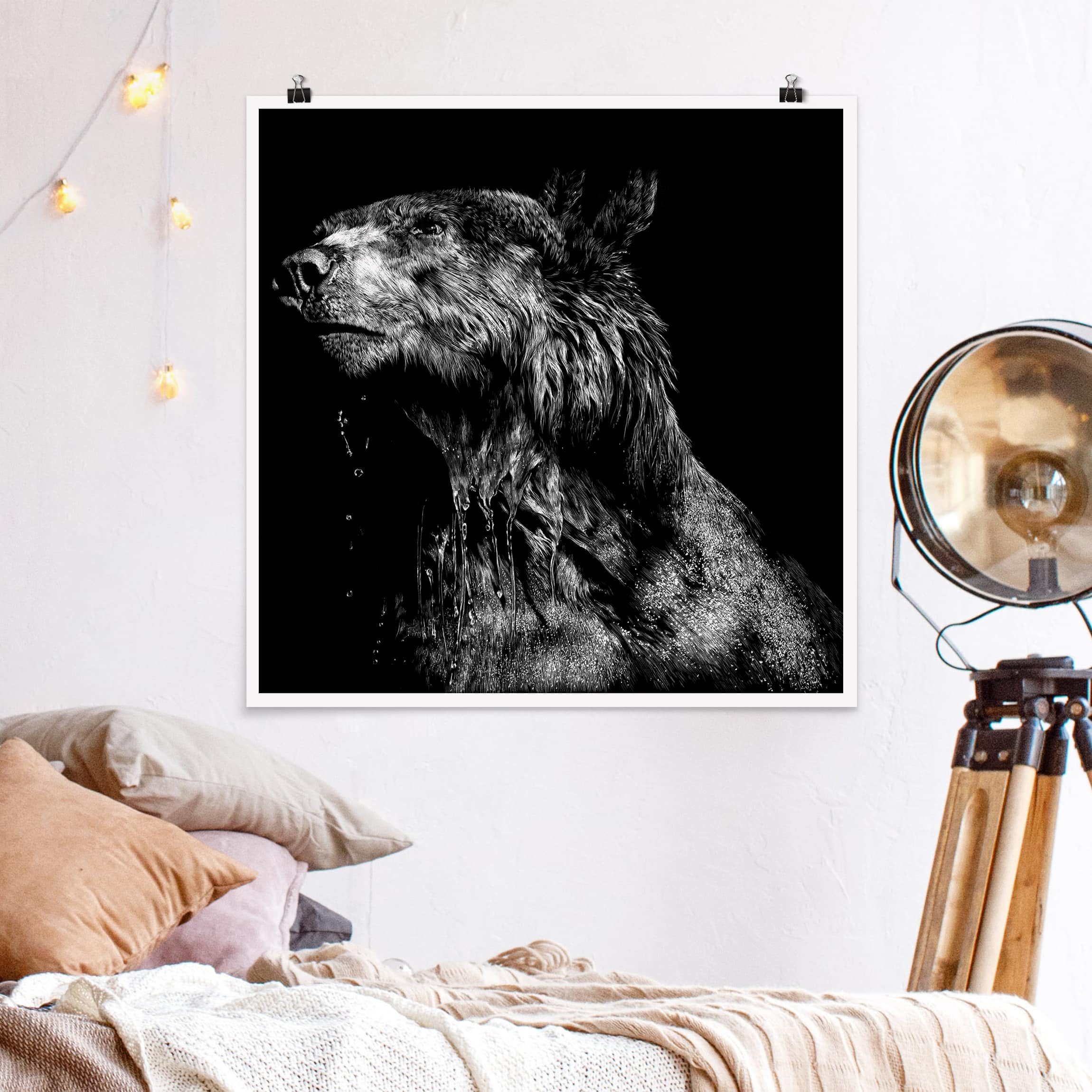 Poster Bär vor Schwarz