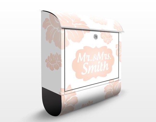 Briefkasten mit eigenem Text No.JS318 WunschText Rosa Blüten