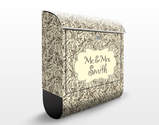 Briefkasten mit eigenem Text Art Nouveau Monochrome