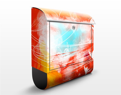 Briefkasten Red Grunge with Butterflies