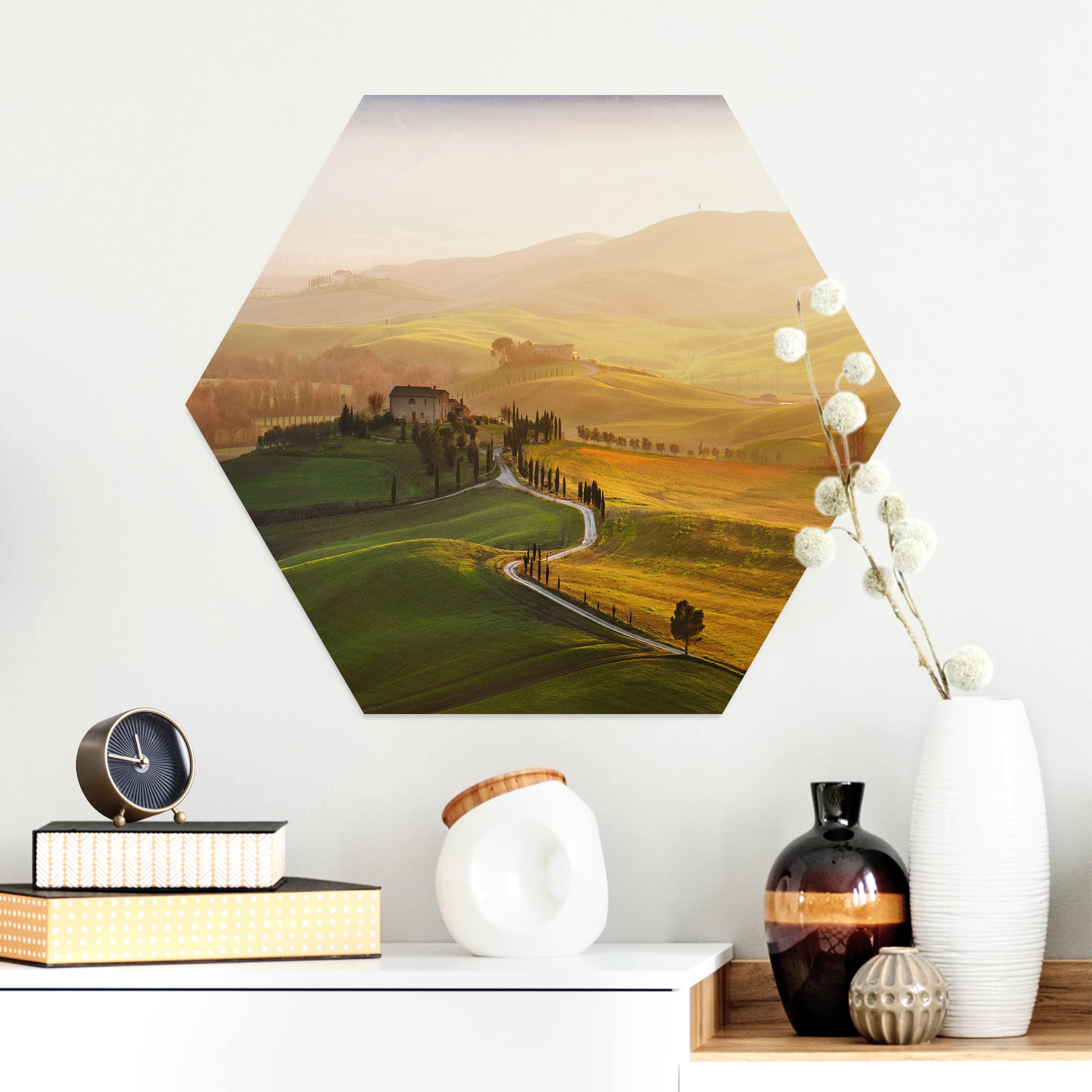 Hexagon-Alu-Dibond Bild Val d'Orcia