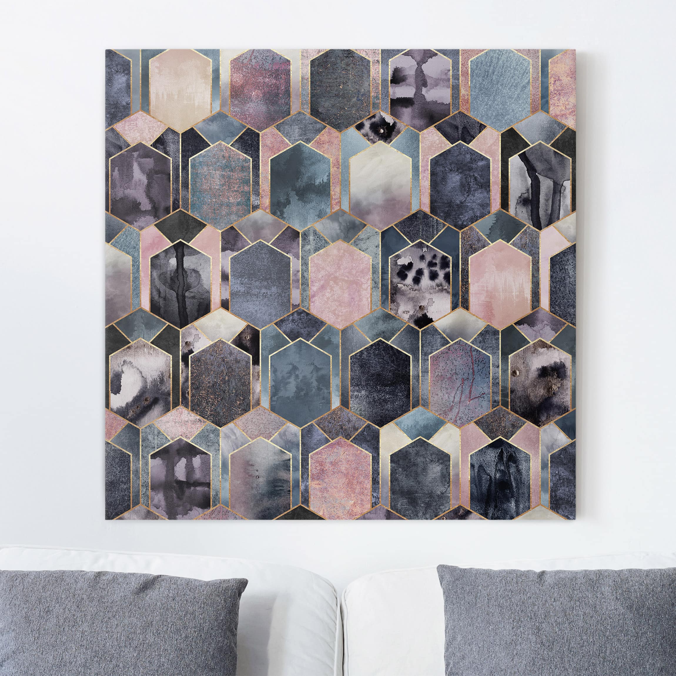 Leinwandbild - Quadrat Art Deco Marmor Gold