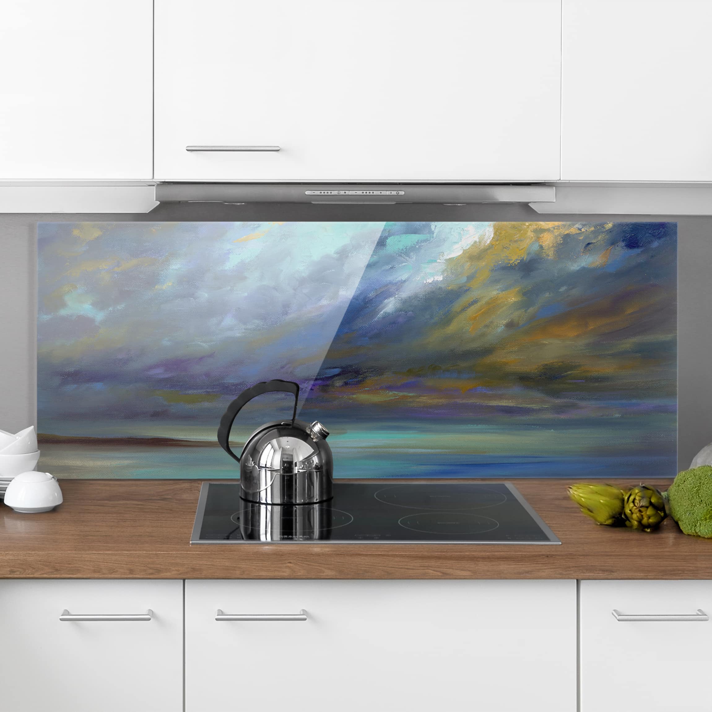 Glas Spritzschutz - Panorama Himmel über Küste