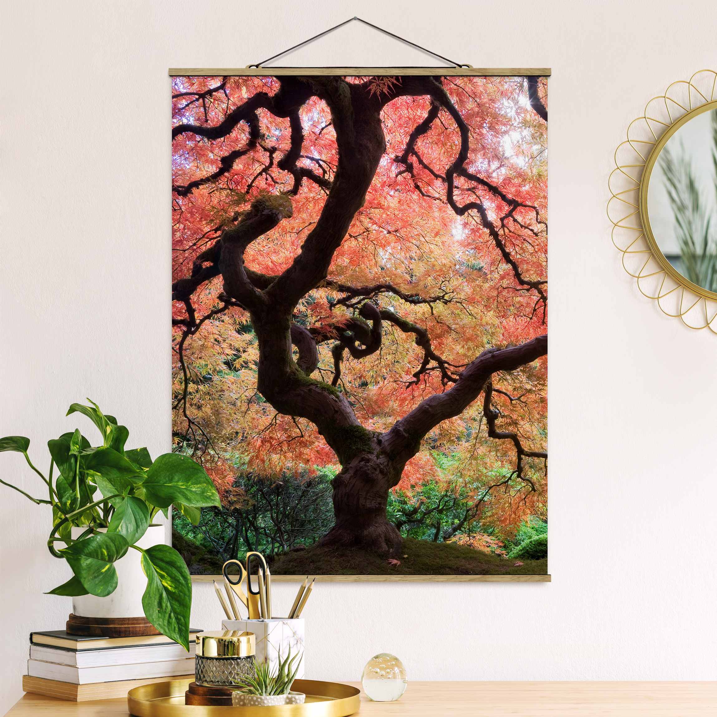 Stoffbild - Hochformat Japanischer Garten