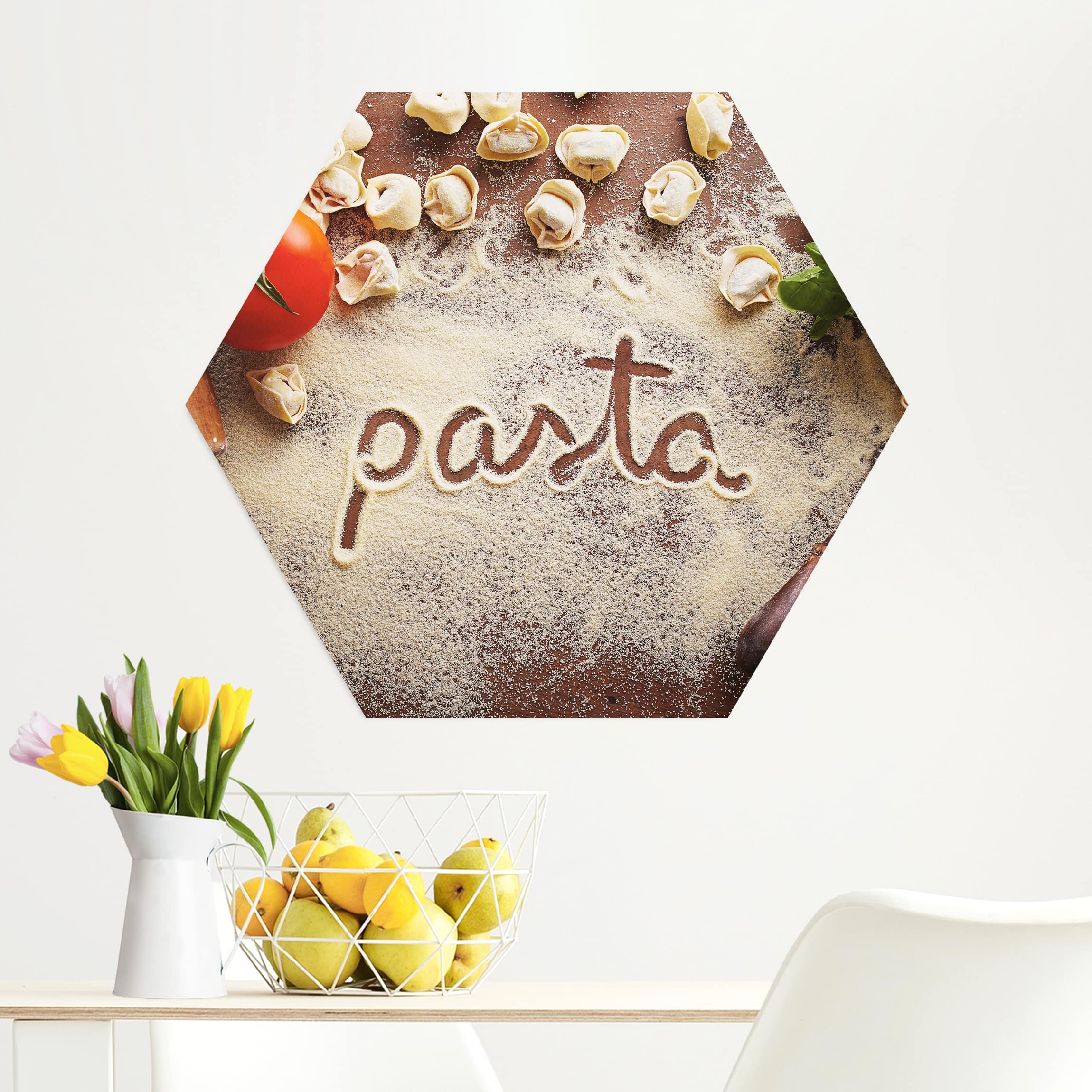 Hexagon-Alu-Dibond Bild Pasta Italiana