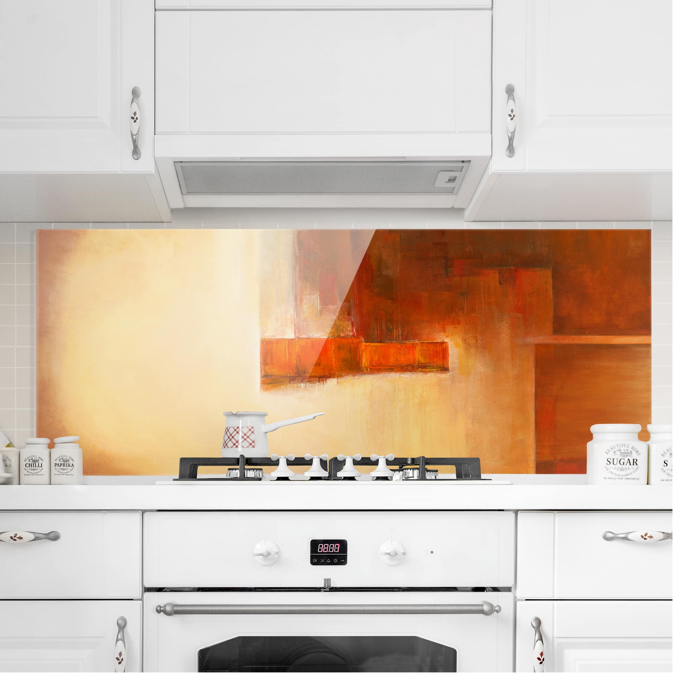 Glas Spritzschutz Balance Orange Braun