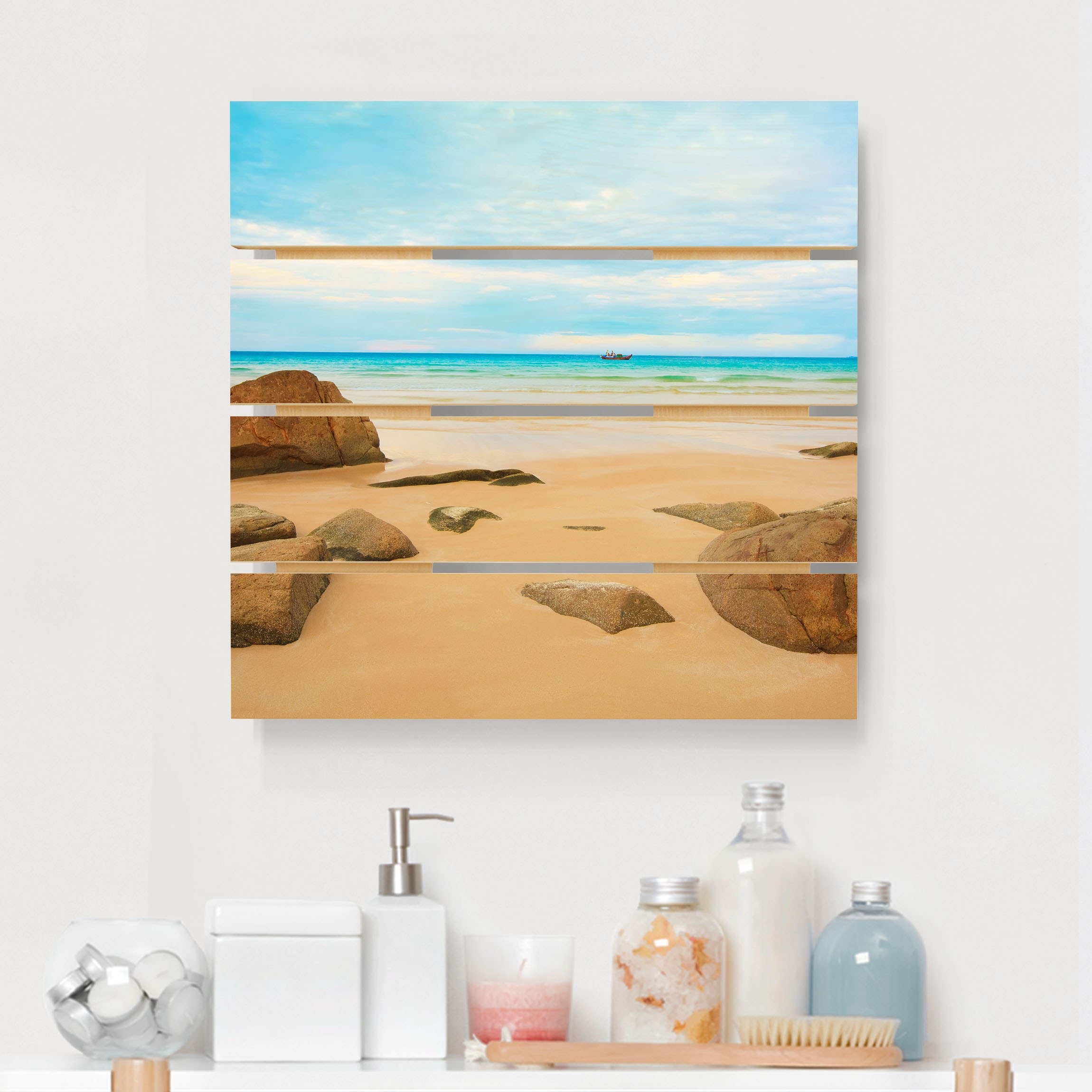 Holzbild Plankenoptik - Quadrat Rocky Beach