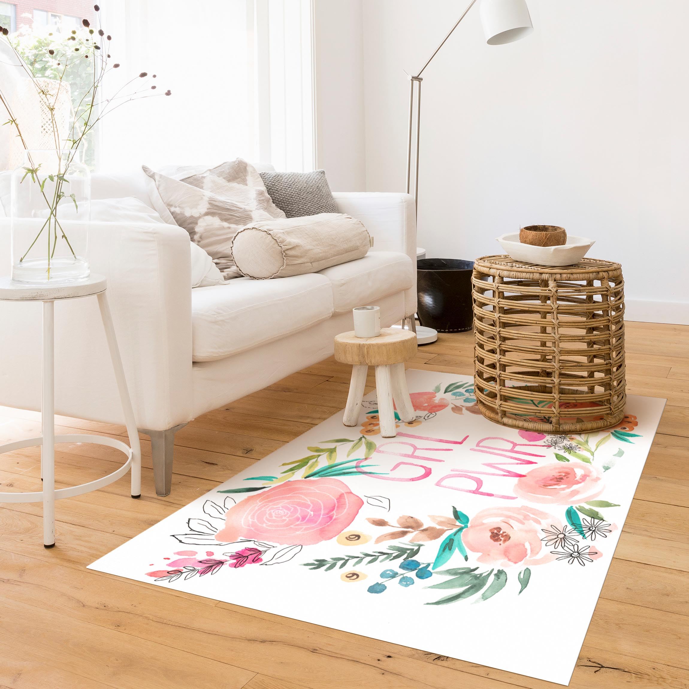 Vinylteppich Rosa Blüten - Girl Power