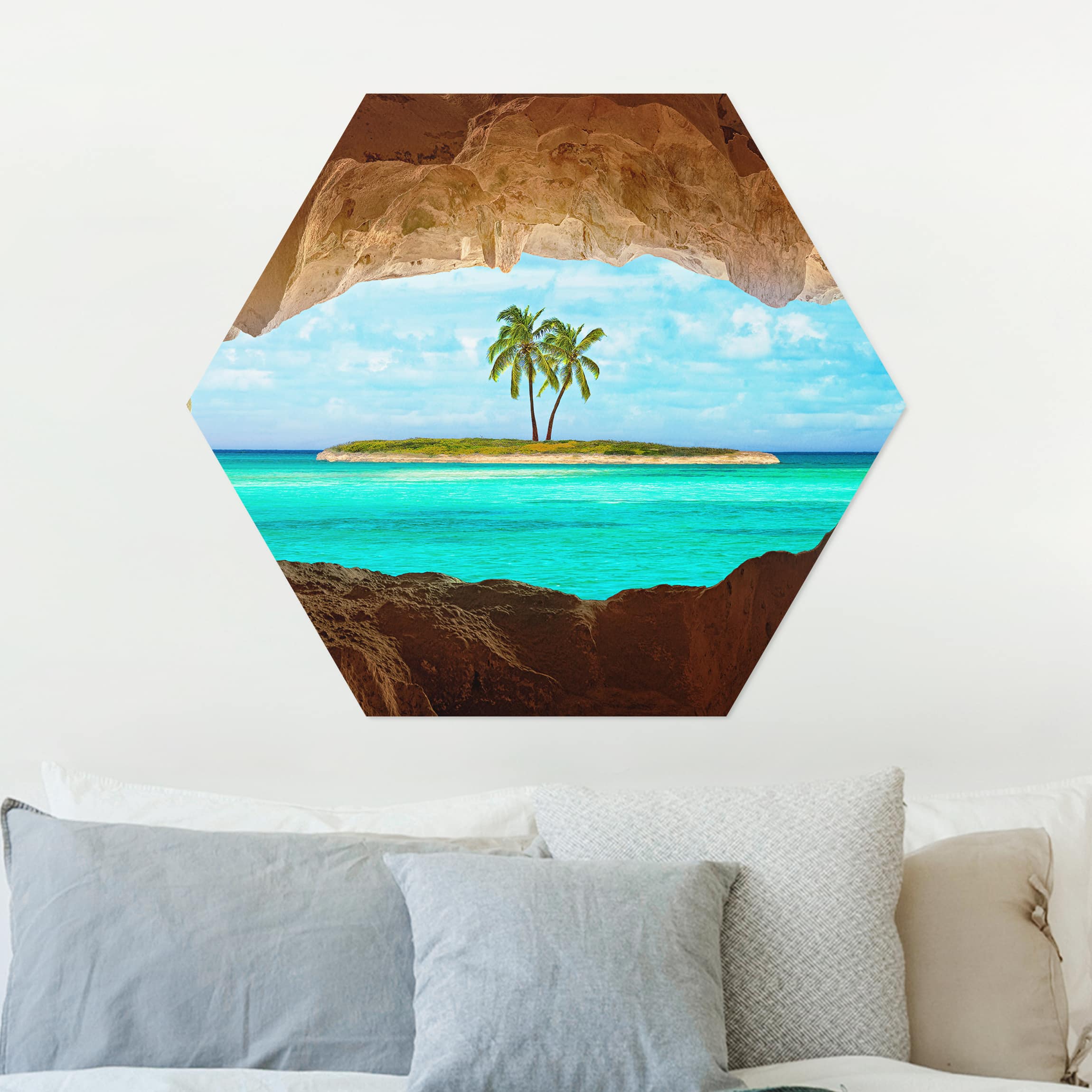 Hexagon-Alu-Dibond Bild Blick ins Paradies