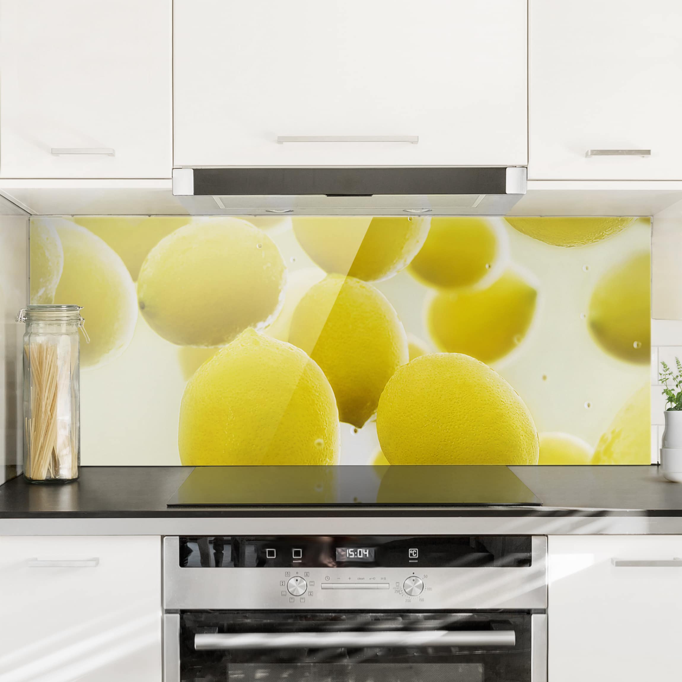 Glas Spritzschutz Zitronen im Wasser