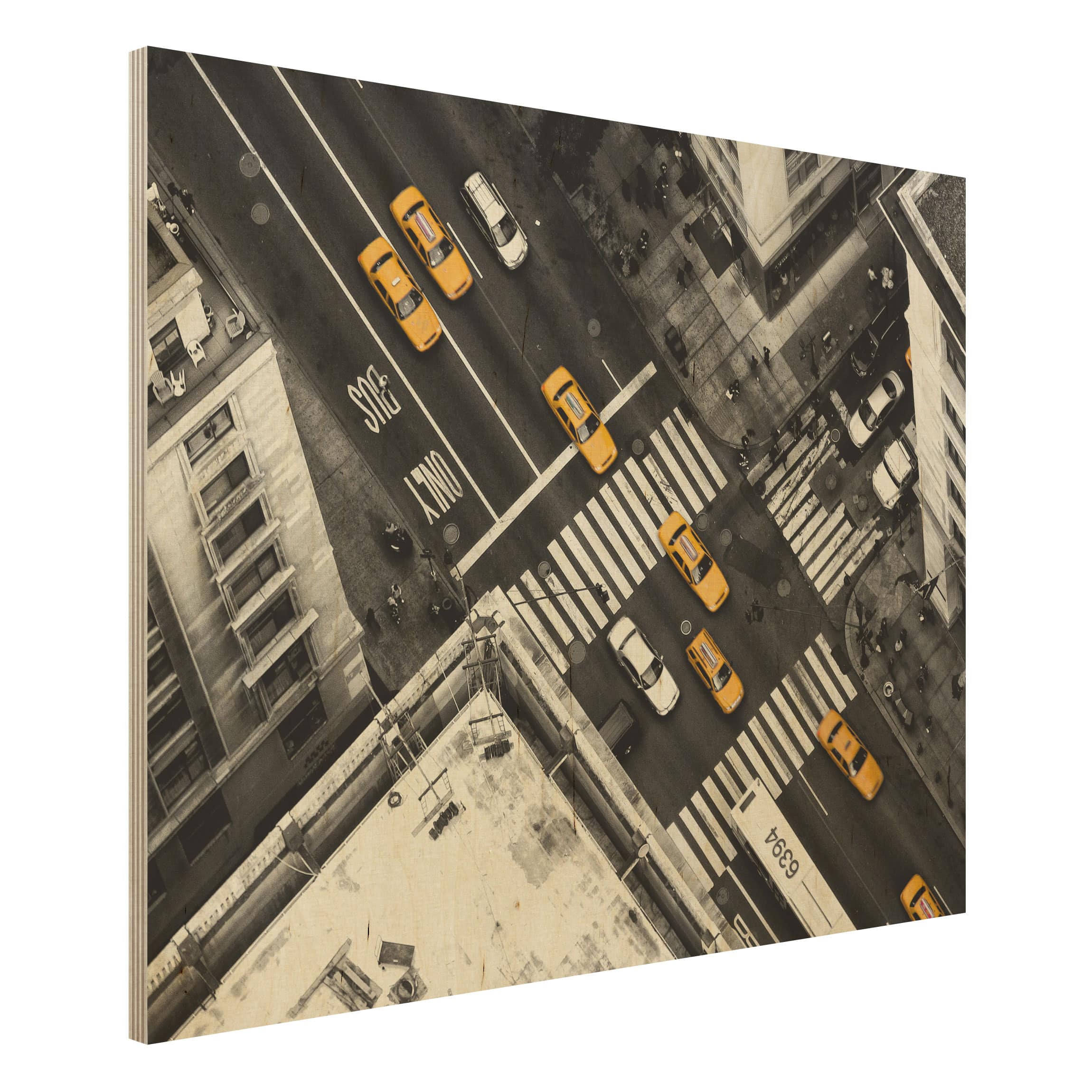 Holzbild - Querformat 4:3 New York City Cabs