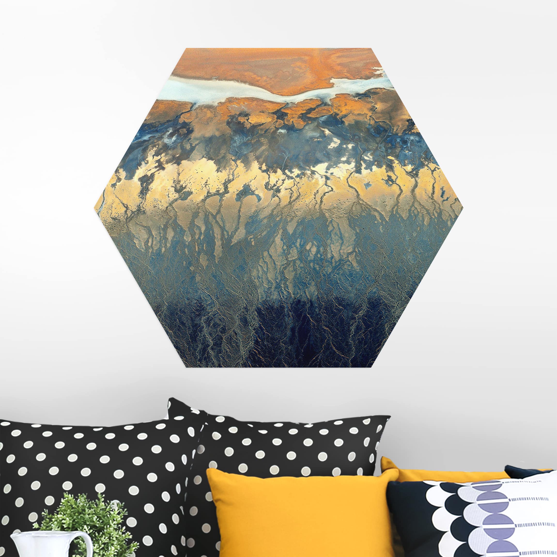 Hexagon-Alu-Dibond Bild Kalifornien aus der Luft