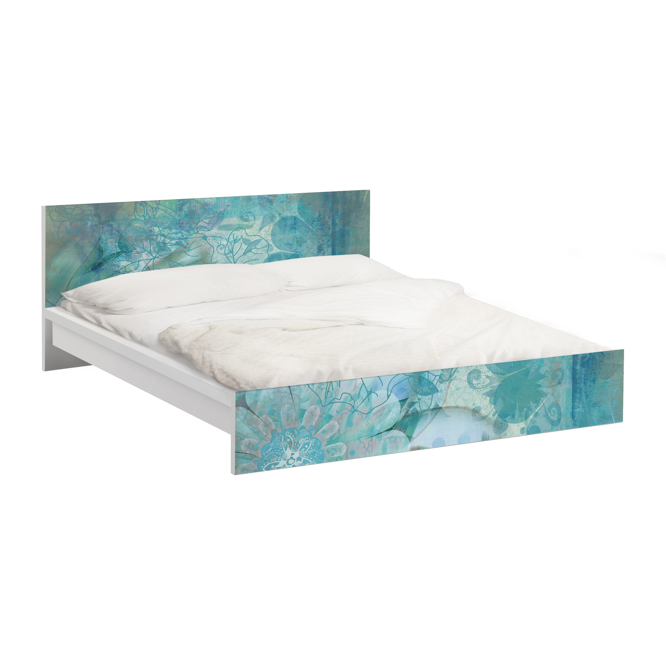 Möbelfolie für IKEA Malm Bett 140 cm Breite Winterblumen