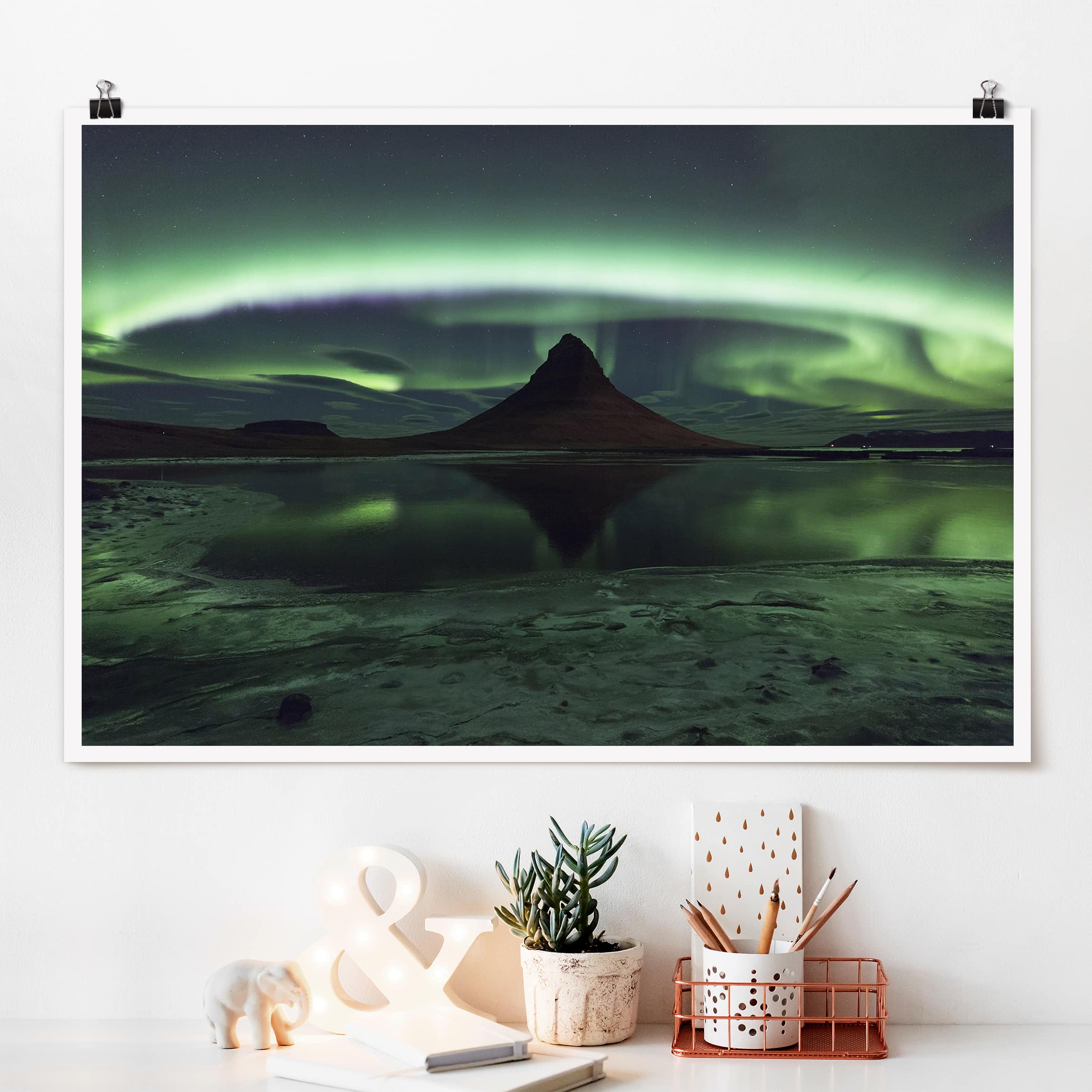 Poster - Querformat Polarlicht in Island