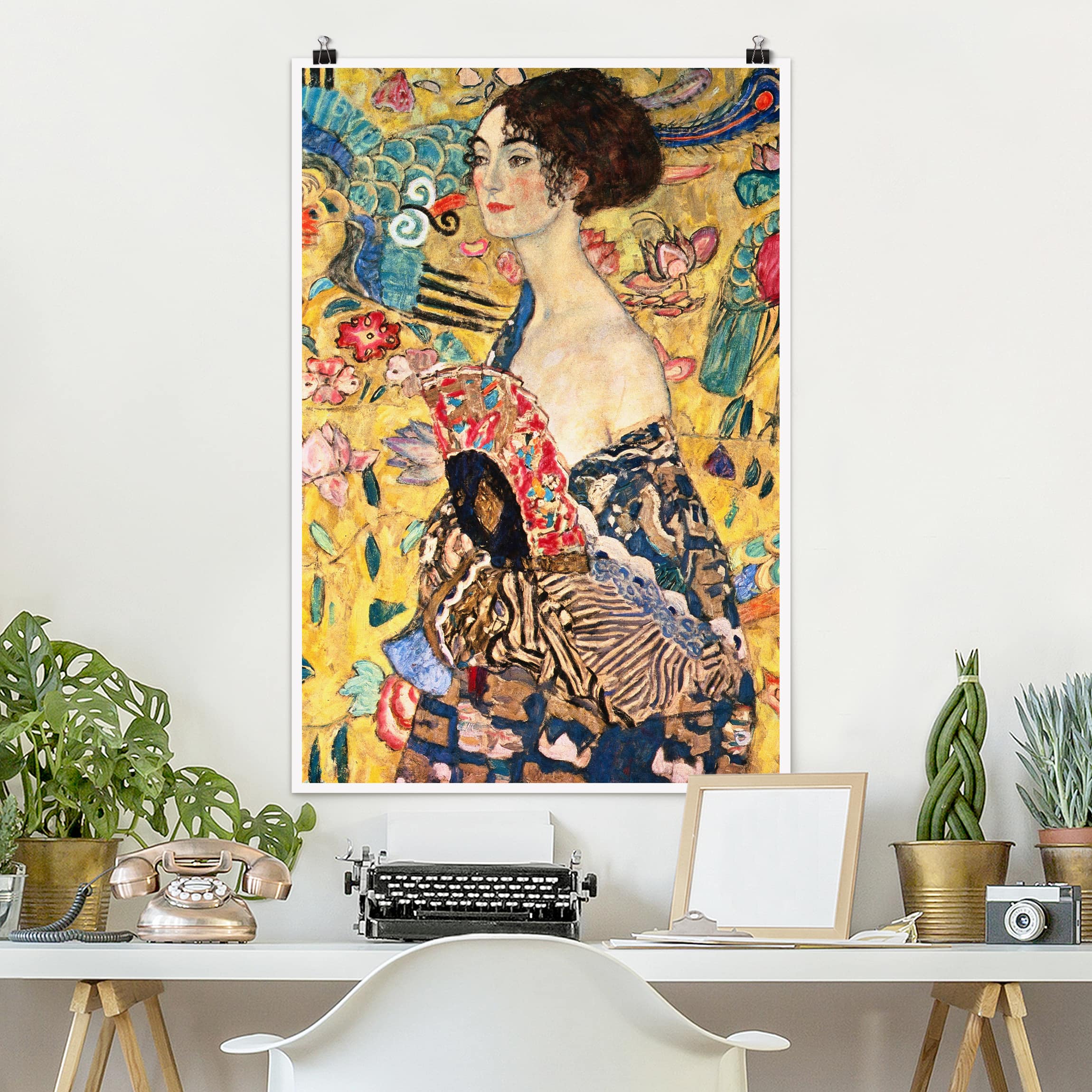 Poster - Hochformat Gustav Klimt - Dame mit Fächer