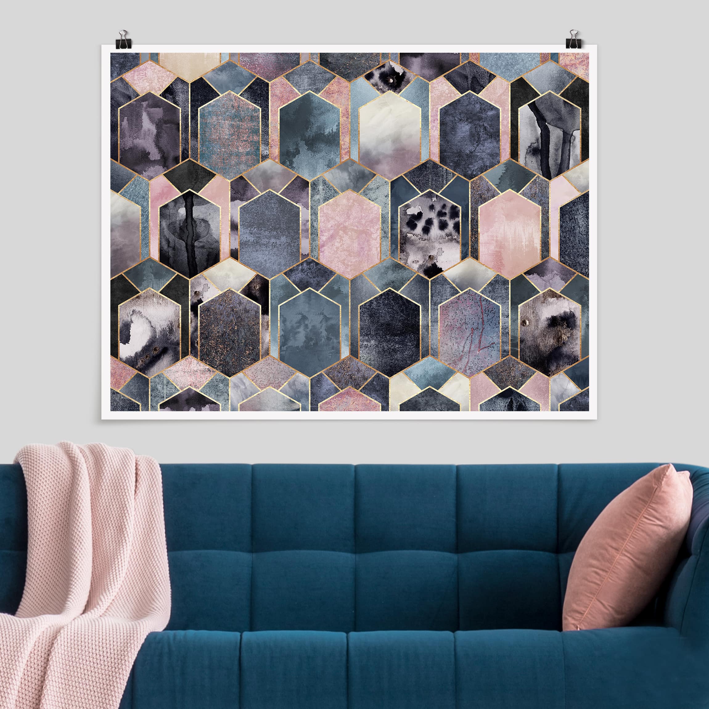 Poster - Querformat Art Deco Marmor Gold