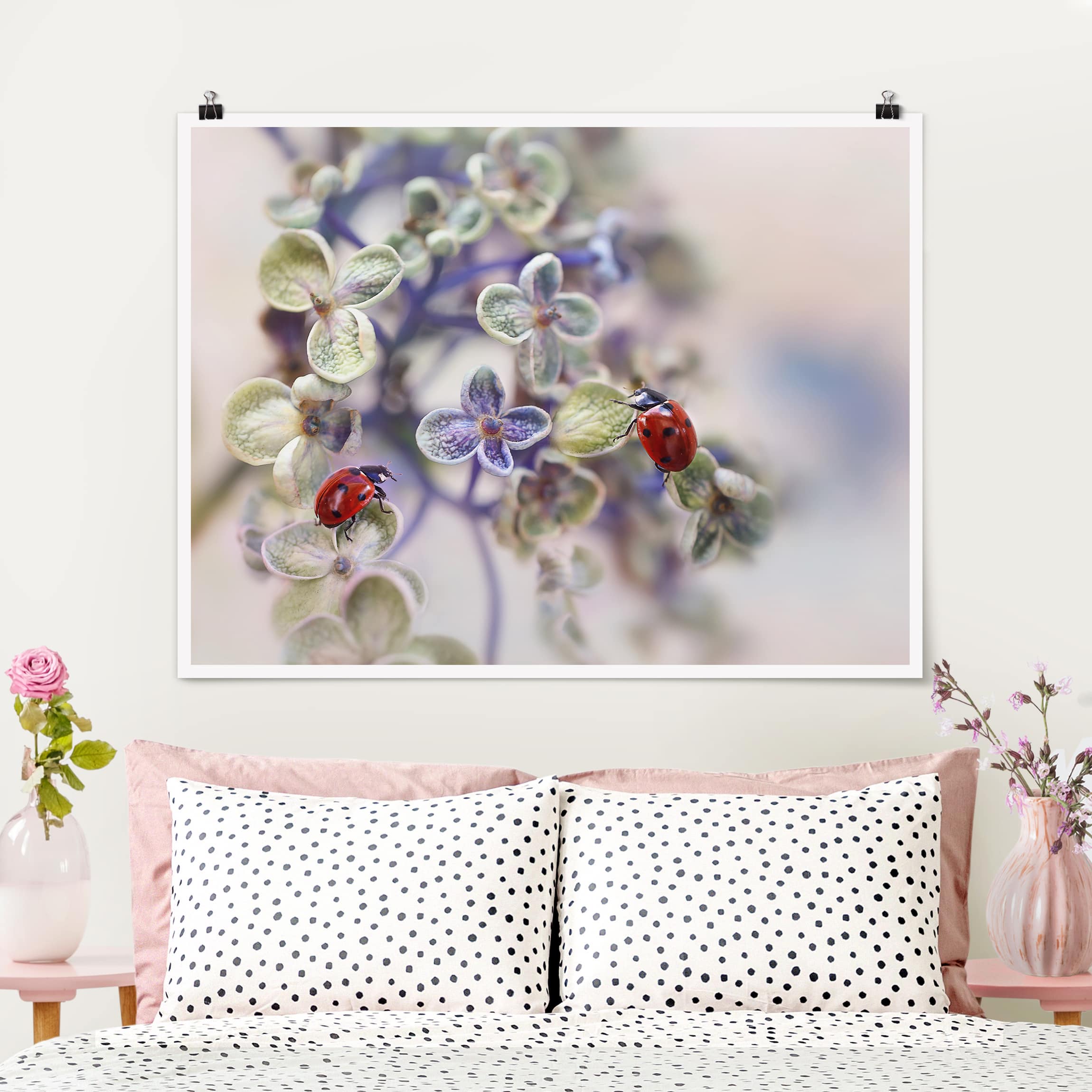 Poster - Querformat Marienkäfer im Garten