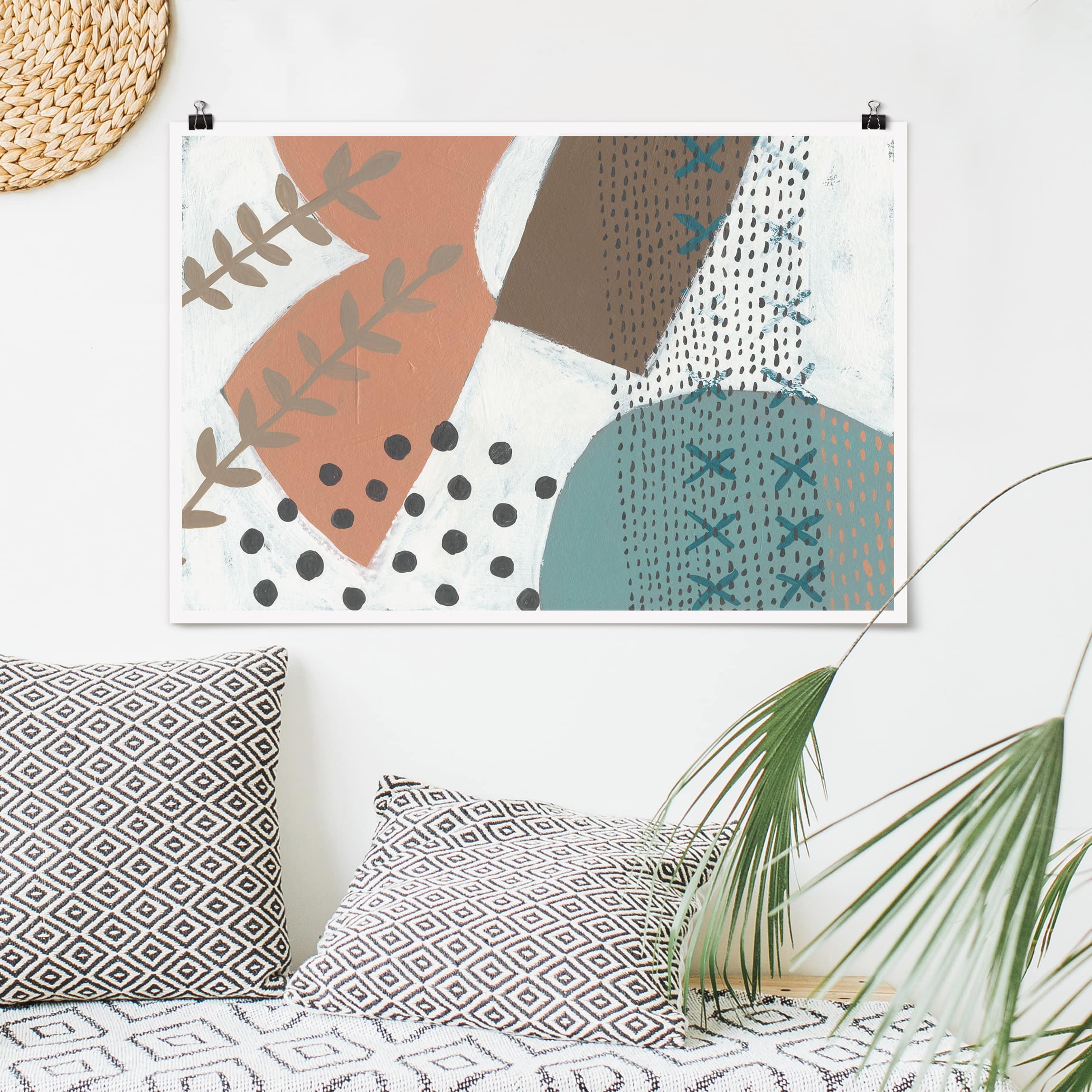 Poster - Querformat Karneval der Formen in Lachs I