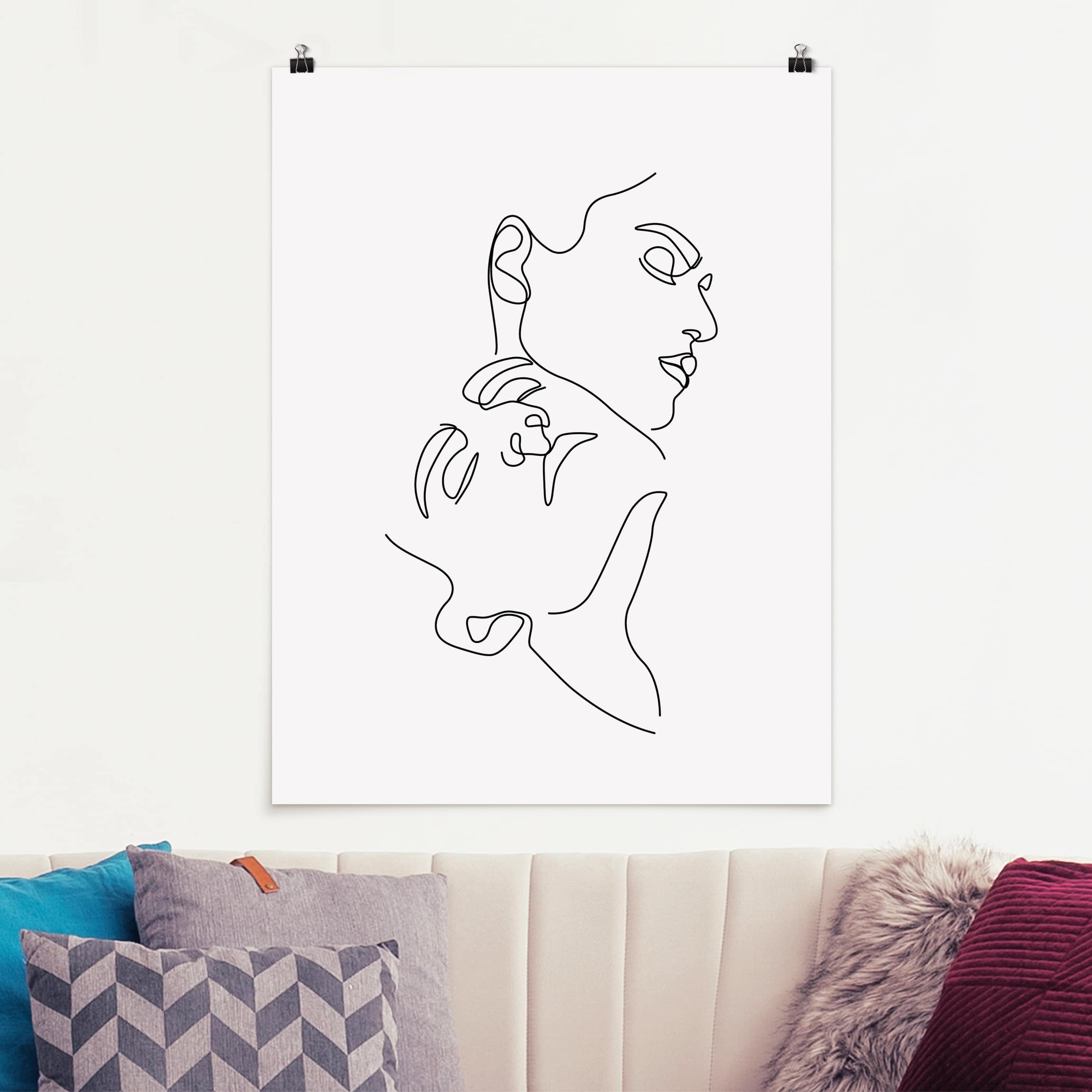 Poster - Hochformat Line Art Frauen Gesichter Weiß