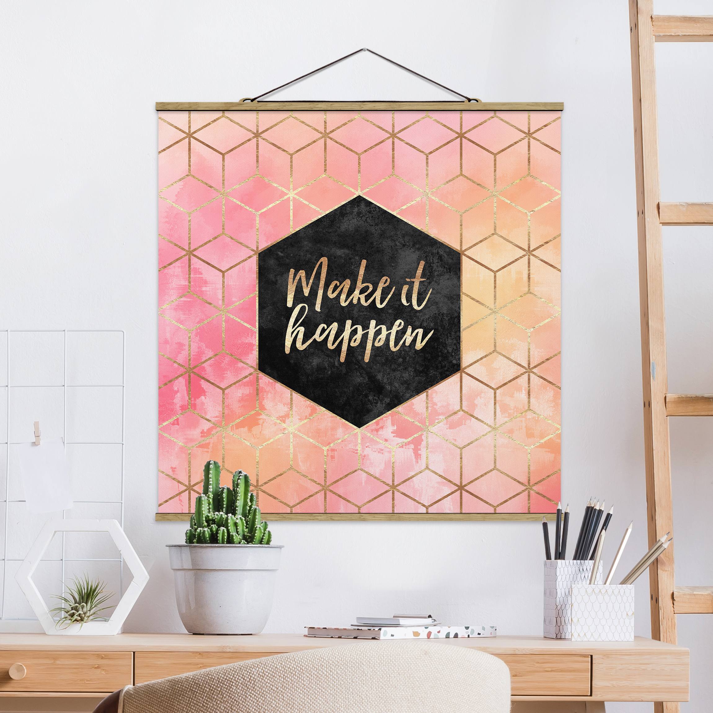 Stoffbild mit Posterleisten Make It Happen Geometrie Pastell