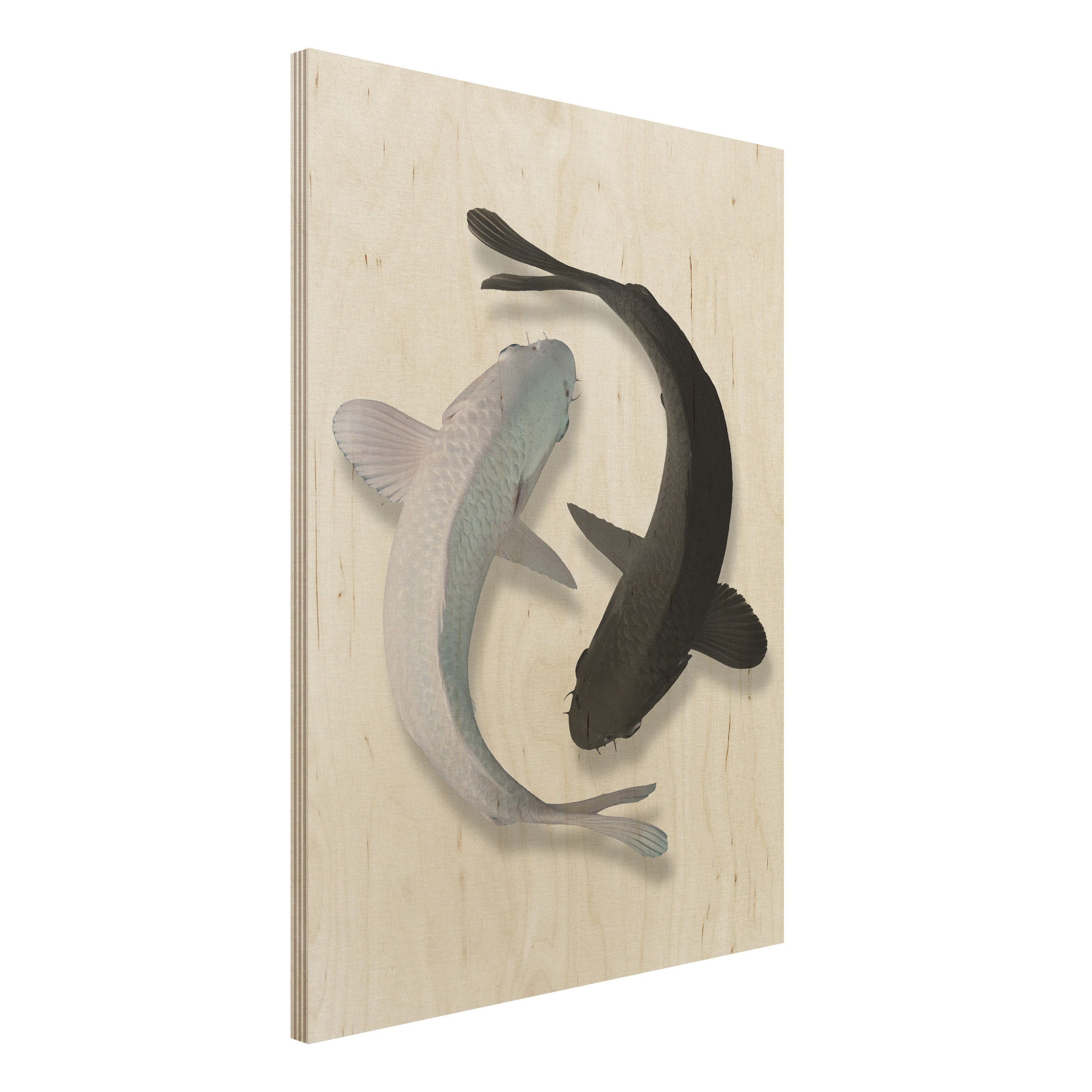 Holzbild - Hochformat 3:4 Fische Ying & Yang