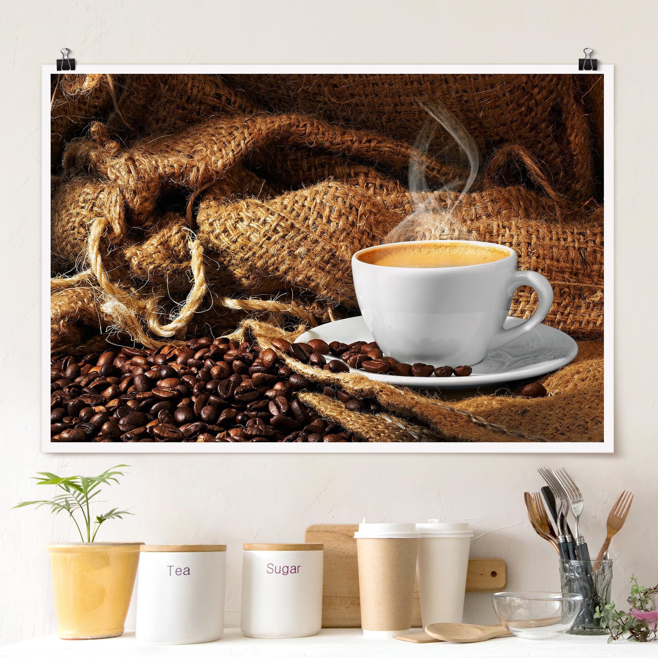 Poster - Querformat Kaffee am Morgen