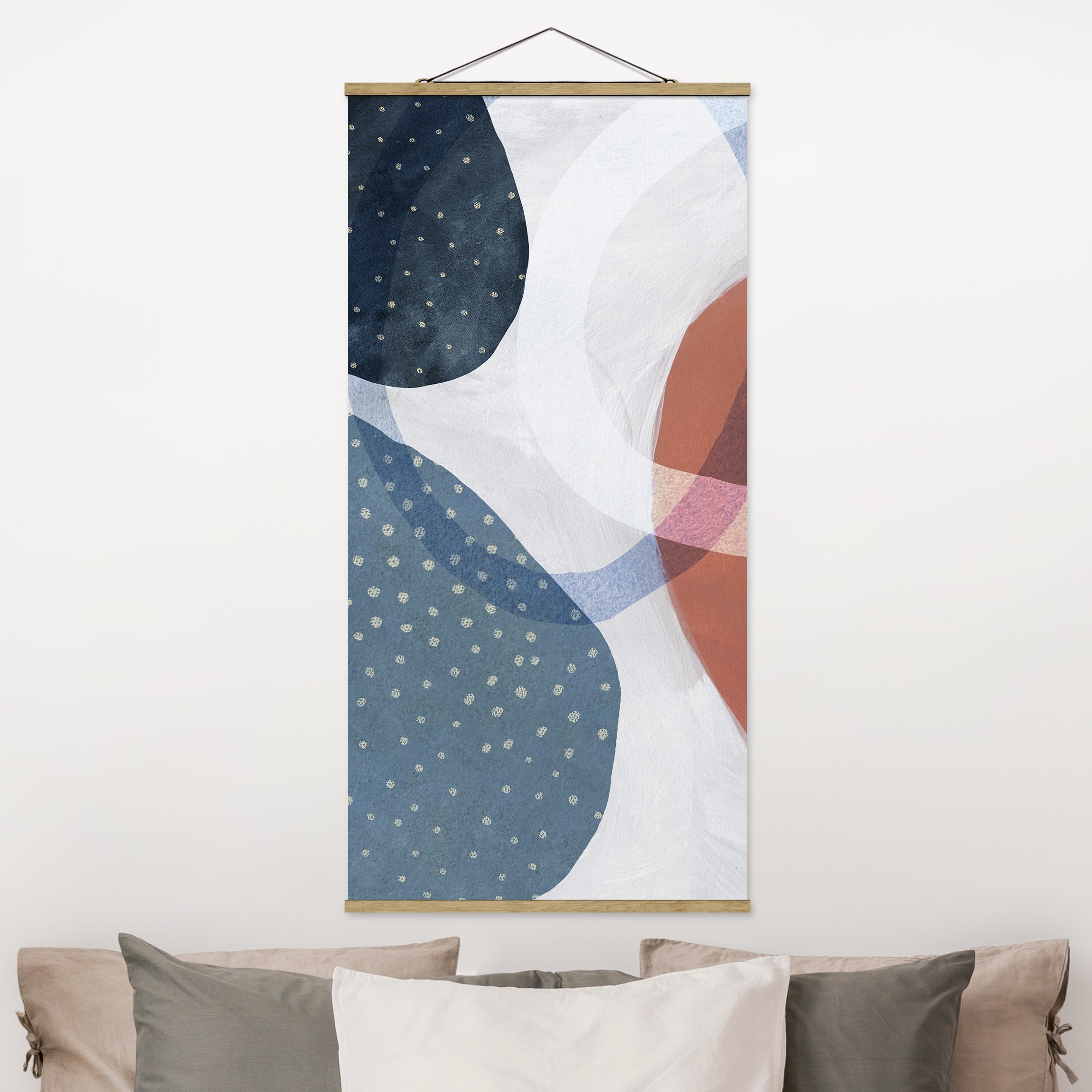 Stoffbild mit Posterleisten Orbit mit Punkten I