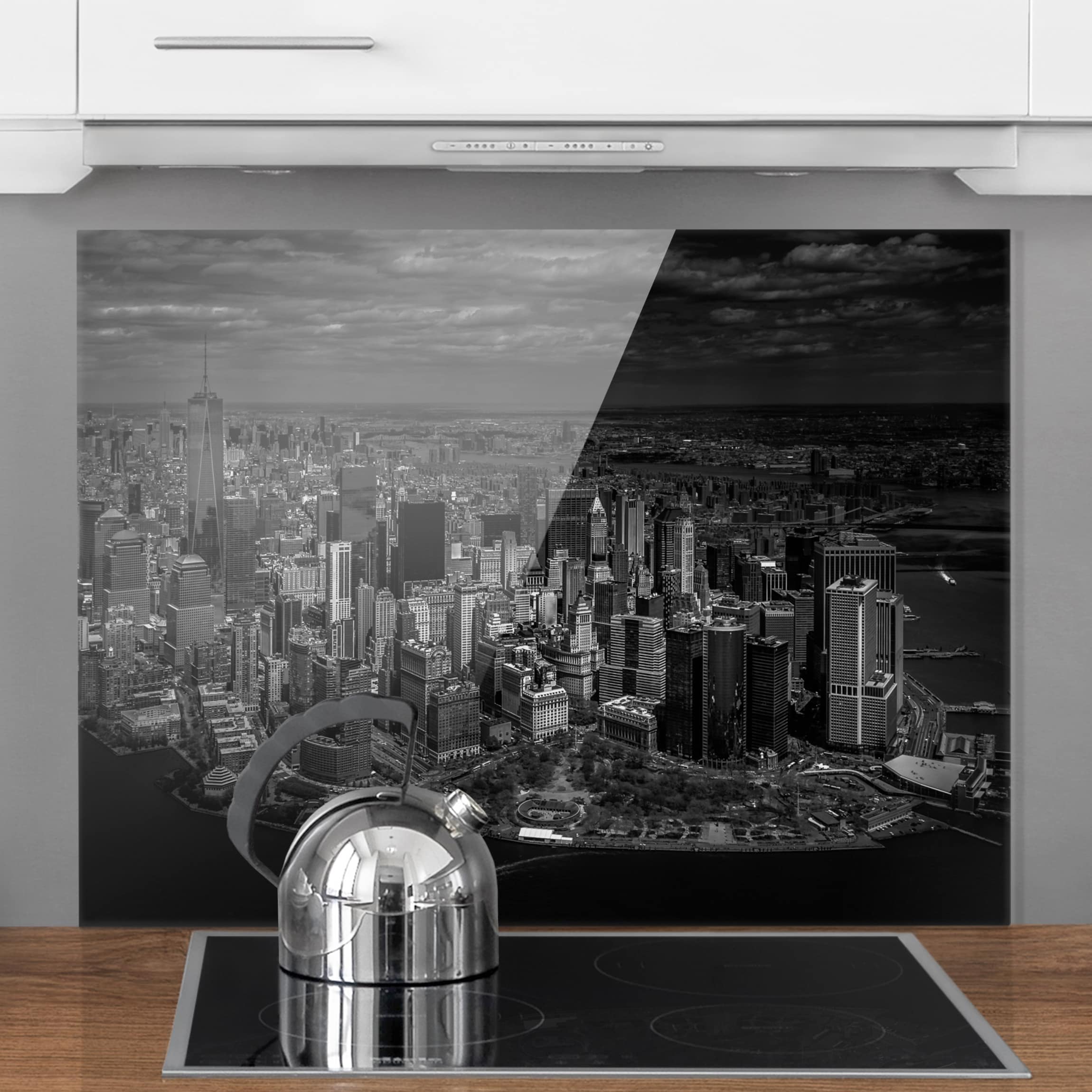Spritzschutz New York - Manhattan aus der Luft