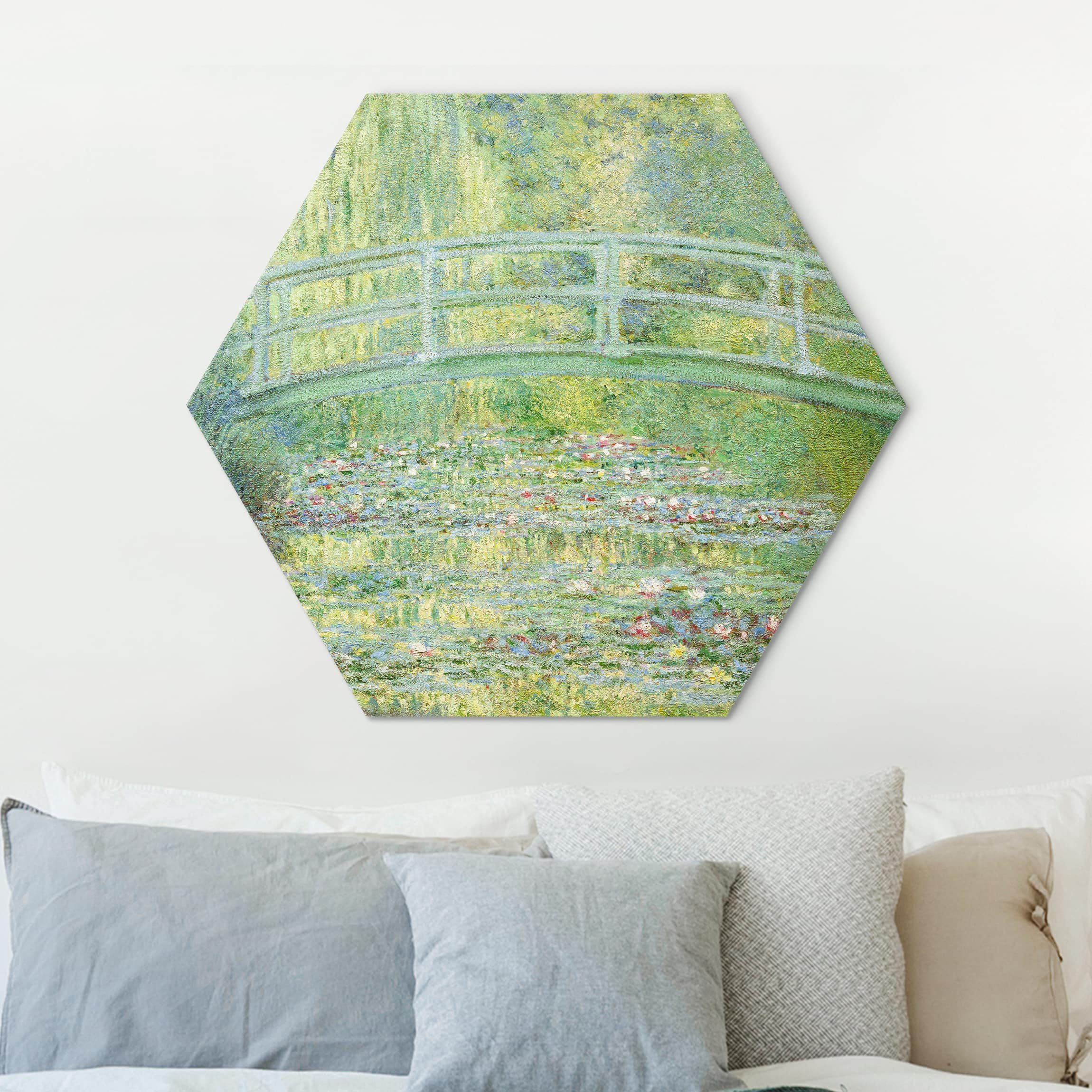 Hexagon-Alu-Dibond Bild Claude Monet - Japanische Brücke