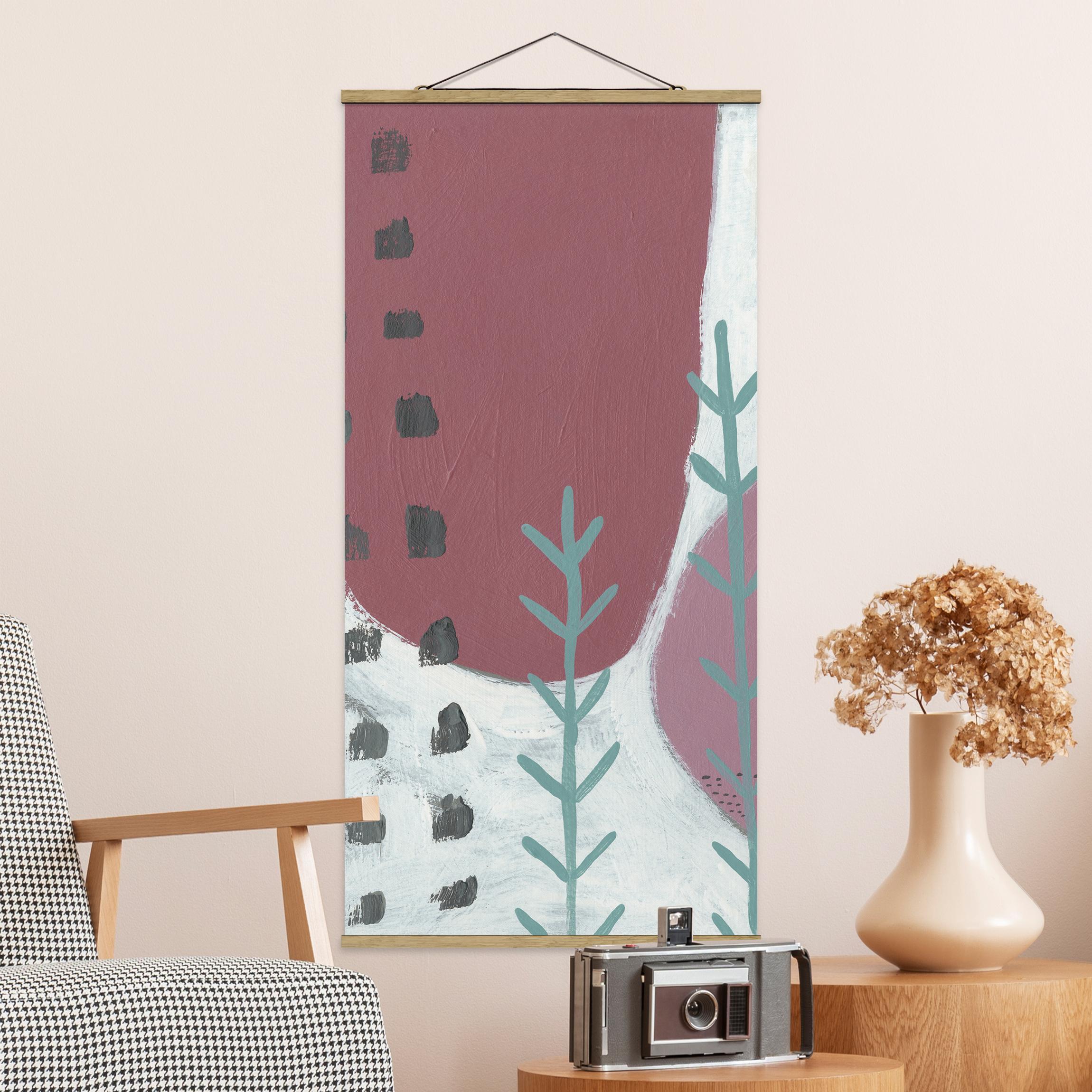 Stoffbild - Hochformat Karneval der Formen in Beere III