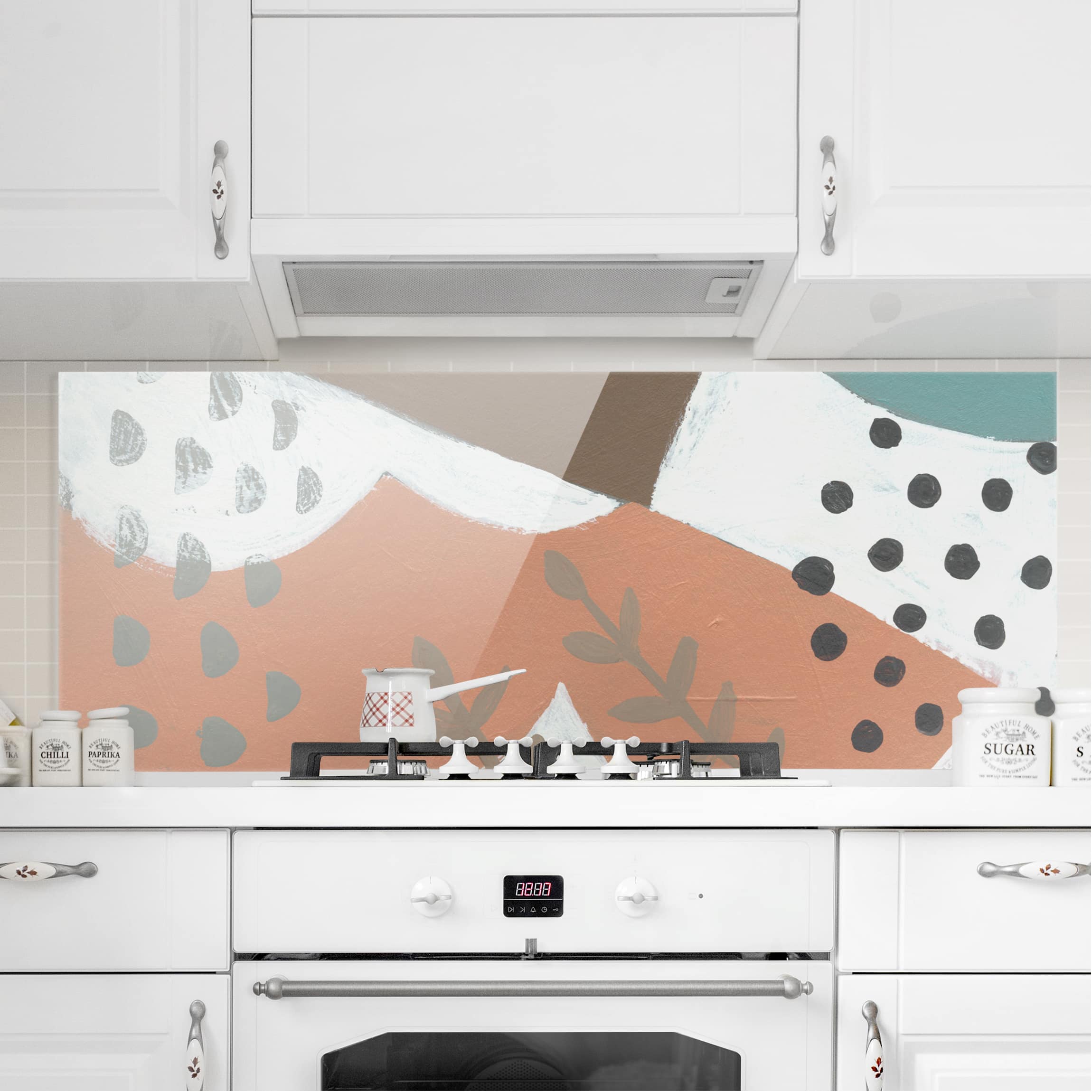 Glas Spritzschutz - Panorama Karneval der Formen in Lachs I