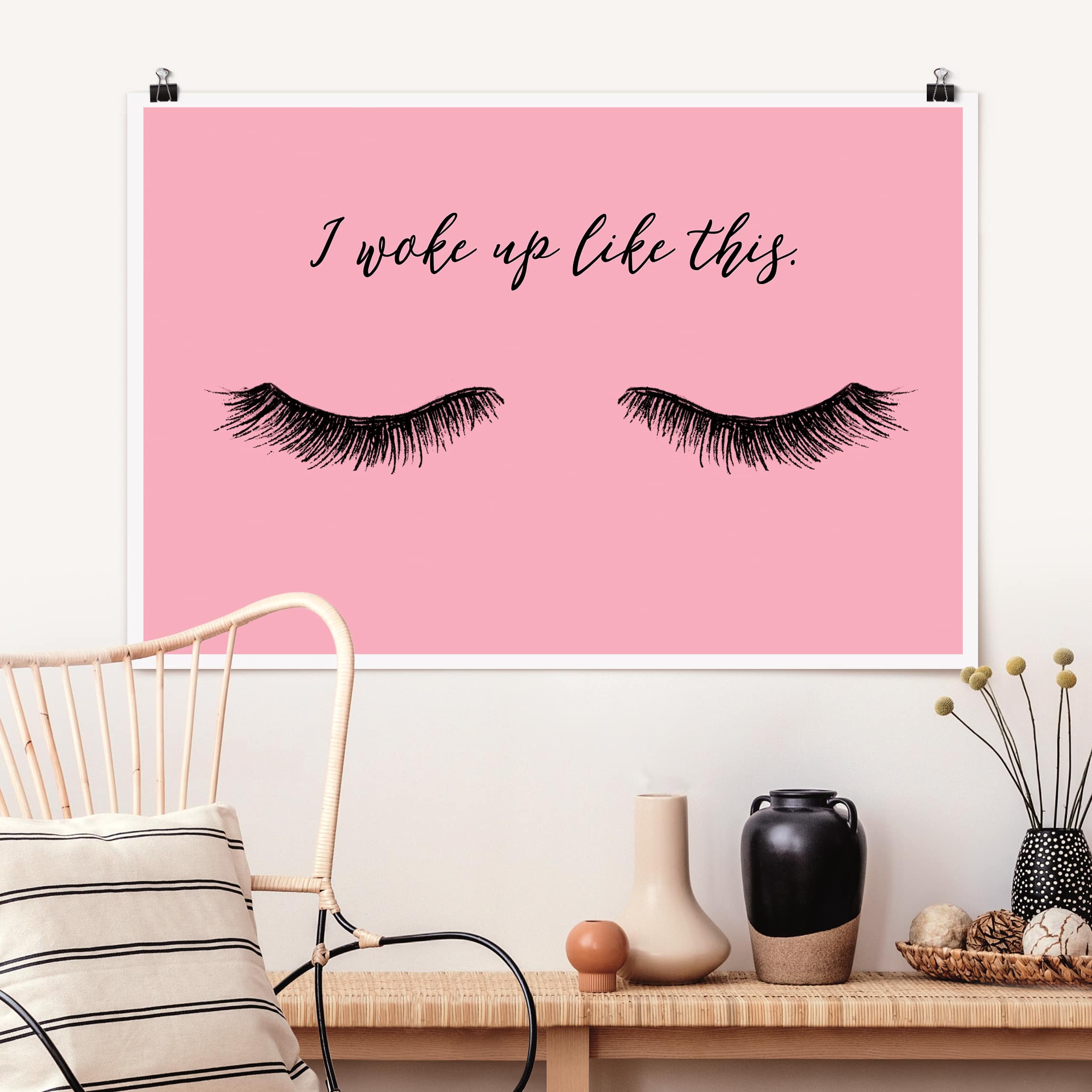 Poster - Querformat Wimpern Chat - Wake up