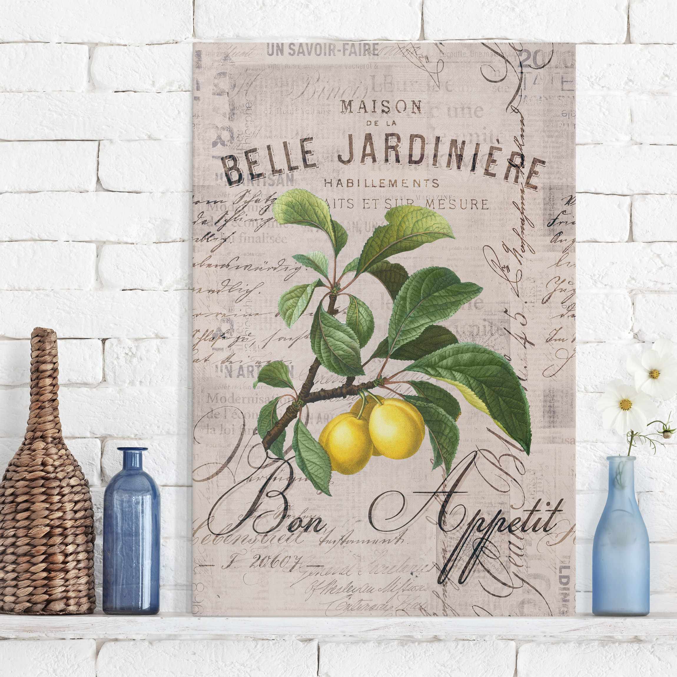 Leinwandbild Shabby Chic Collage - Pflaumen