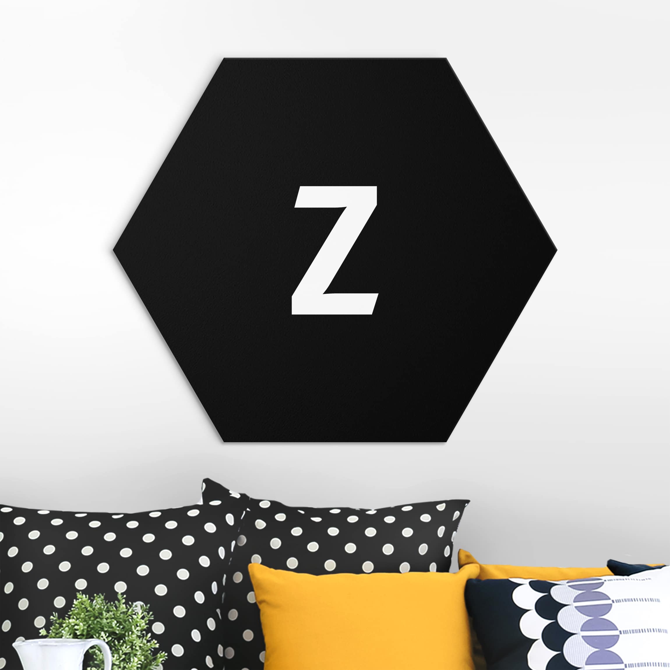 Hexagon-Alu-Dibond Bild Buchstabe Schwarz Z