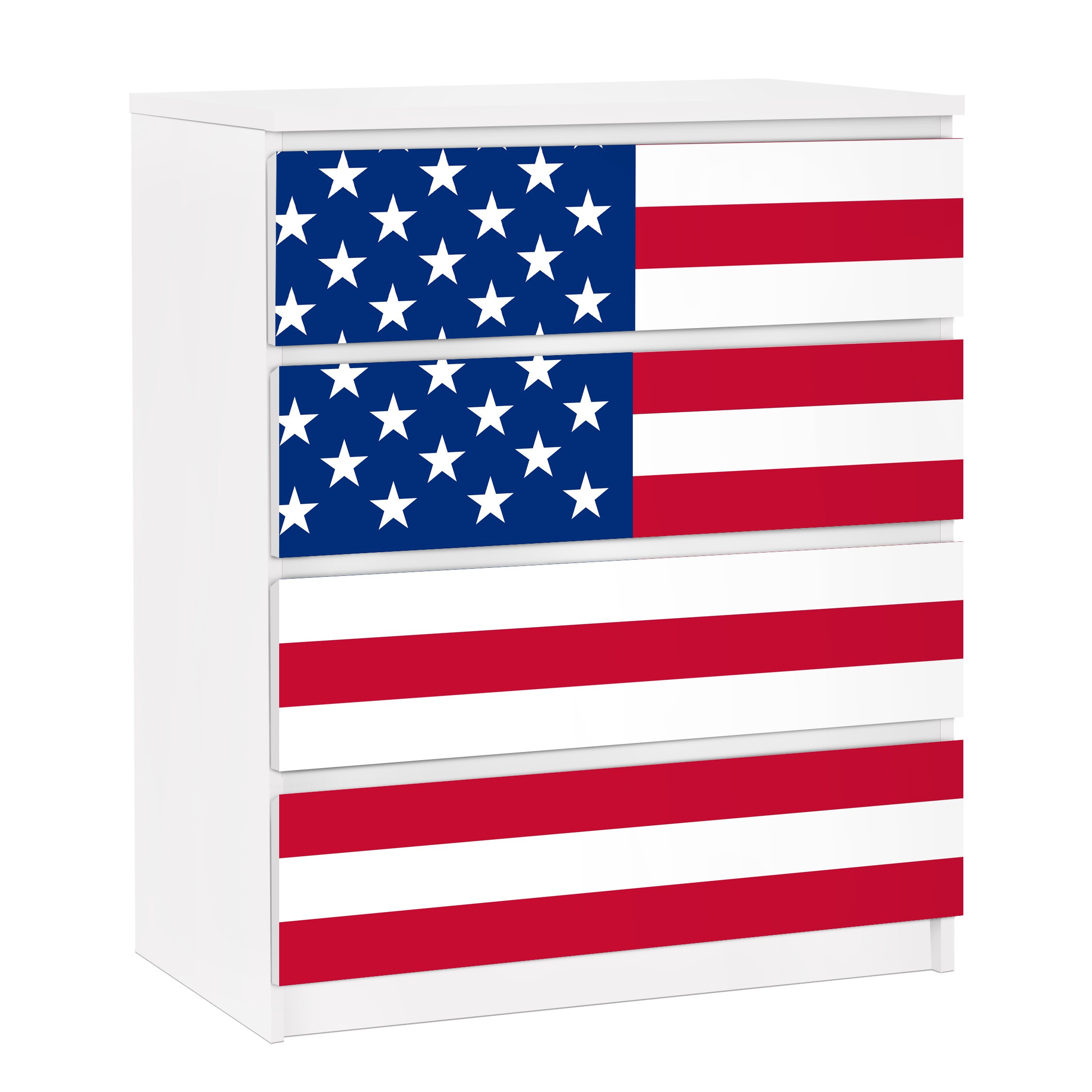 Möbelfolie für IKEA Malm Kommode 4 Schubladen Flag of America 1