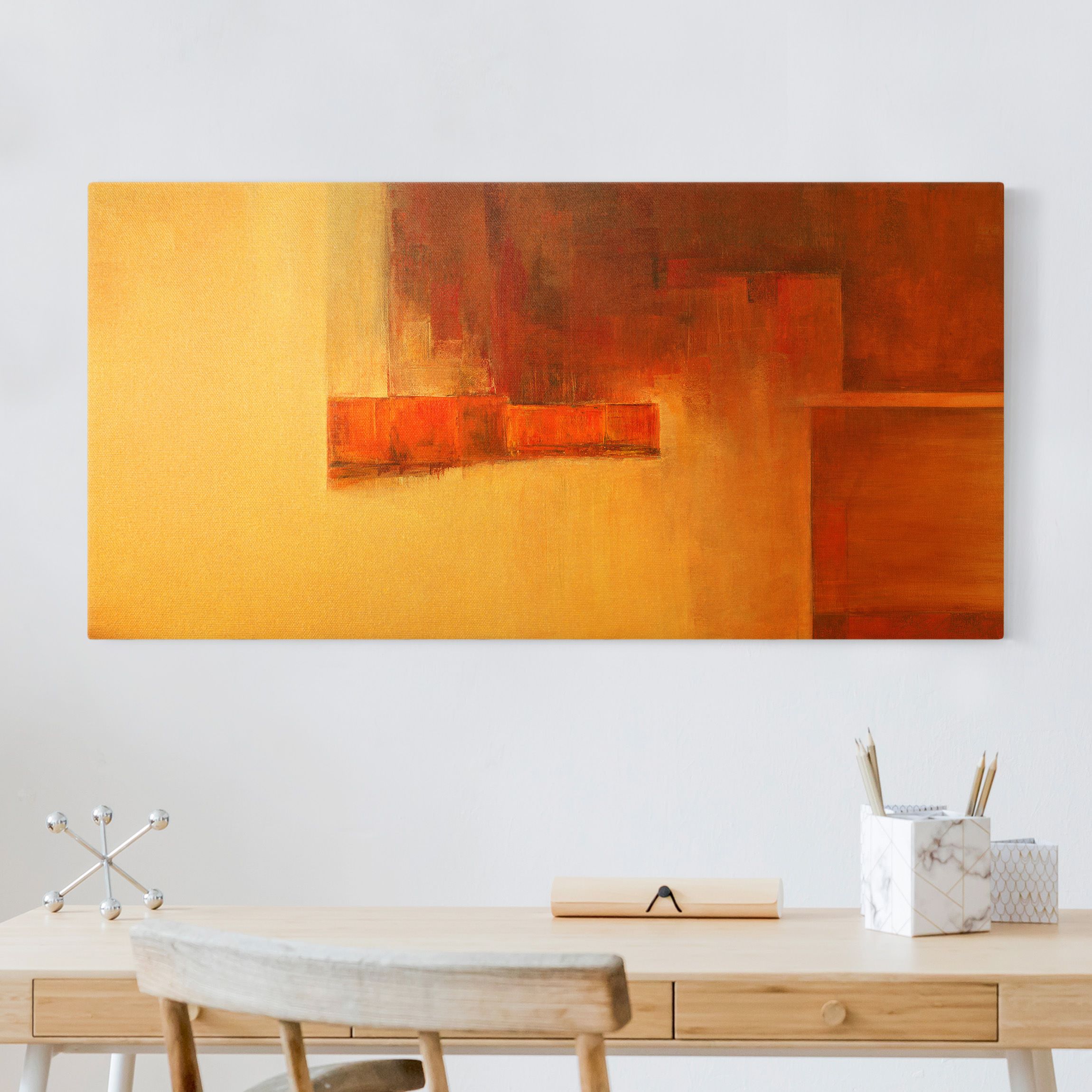 Leinwandbild Balance Orange Braun